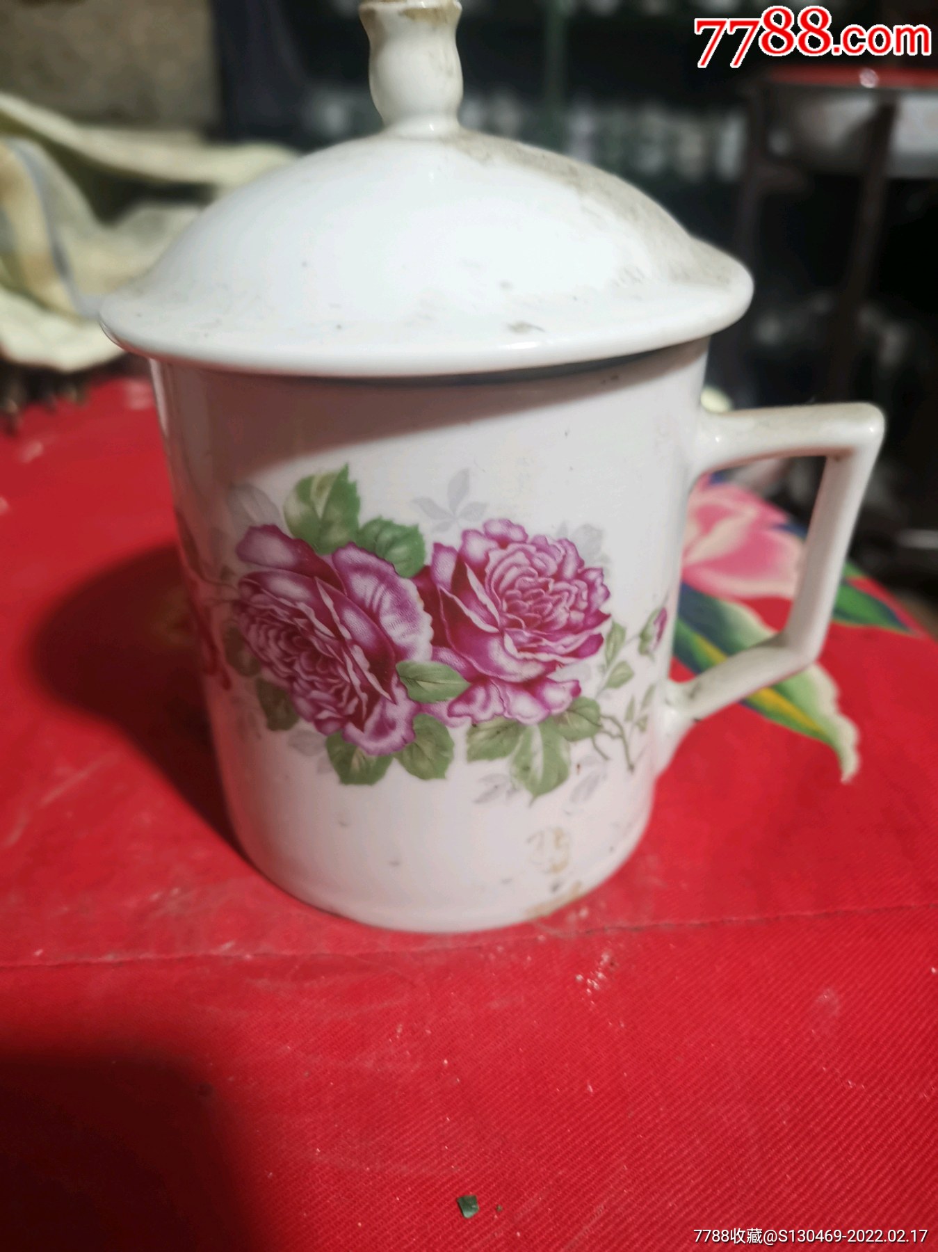 文革浙江绍兴瓷厂花卉杯