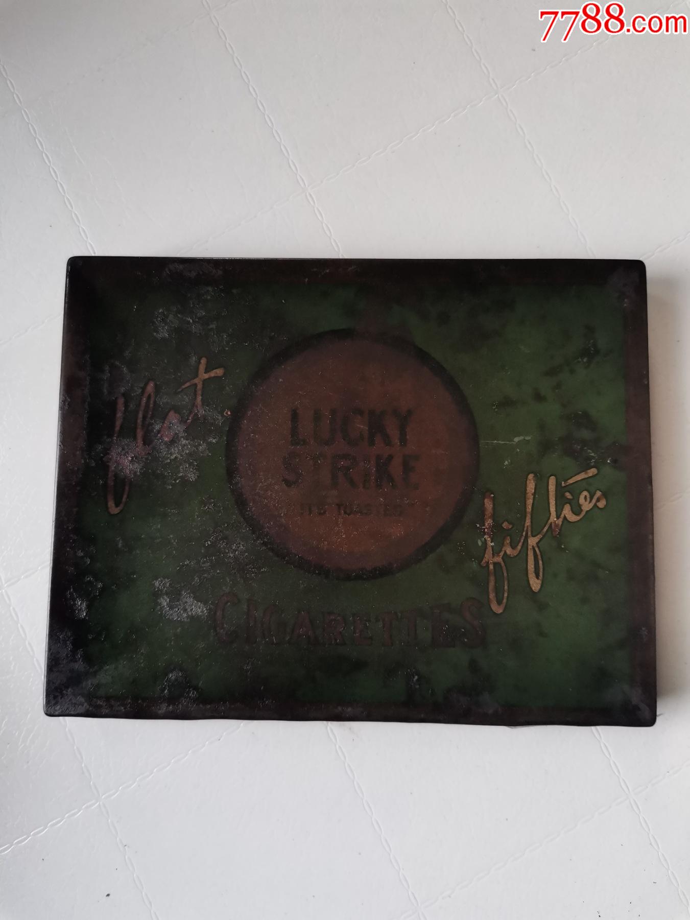 民国二战时期美国队特烟luckystrike香烟广告铁盒