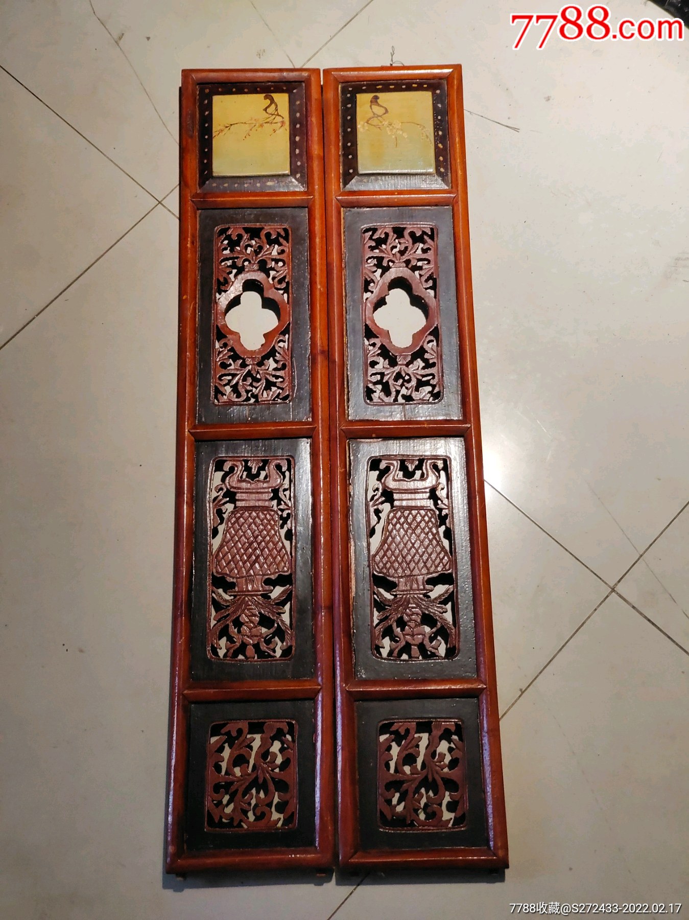 榉木挂屏一对尺寸8015厘米雕刻精美墙壁装饰空间点缀品低价惠友