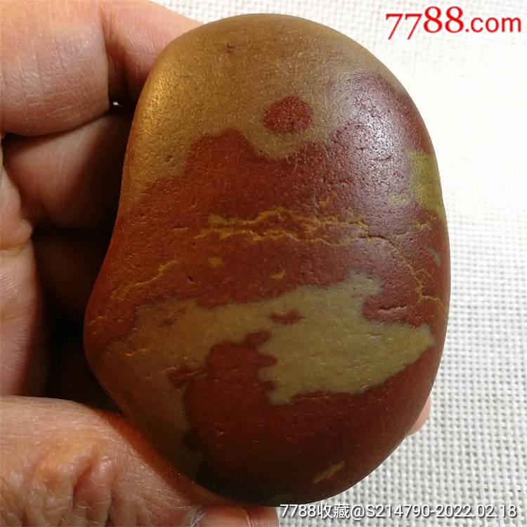残阳如血满江红长江彩玉籽料100克宝贝尺寸长655宽49厚度21