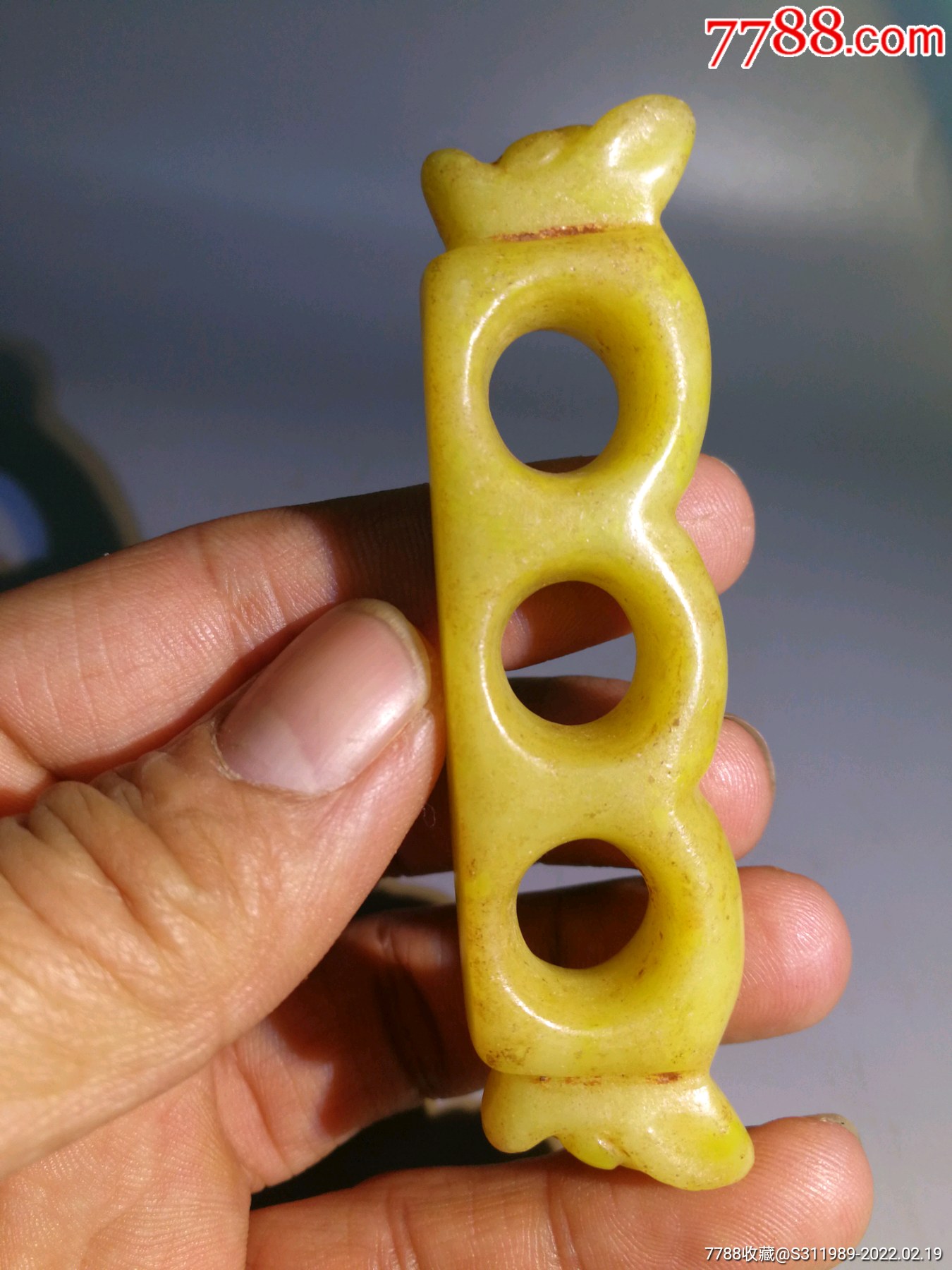 内蒙收的黄玉玉握风化明显包浆沁入骨红山文化