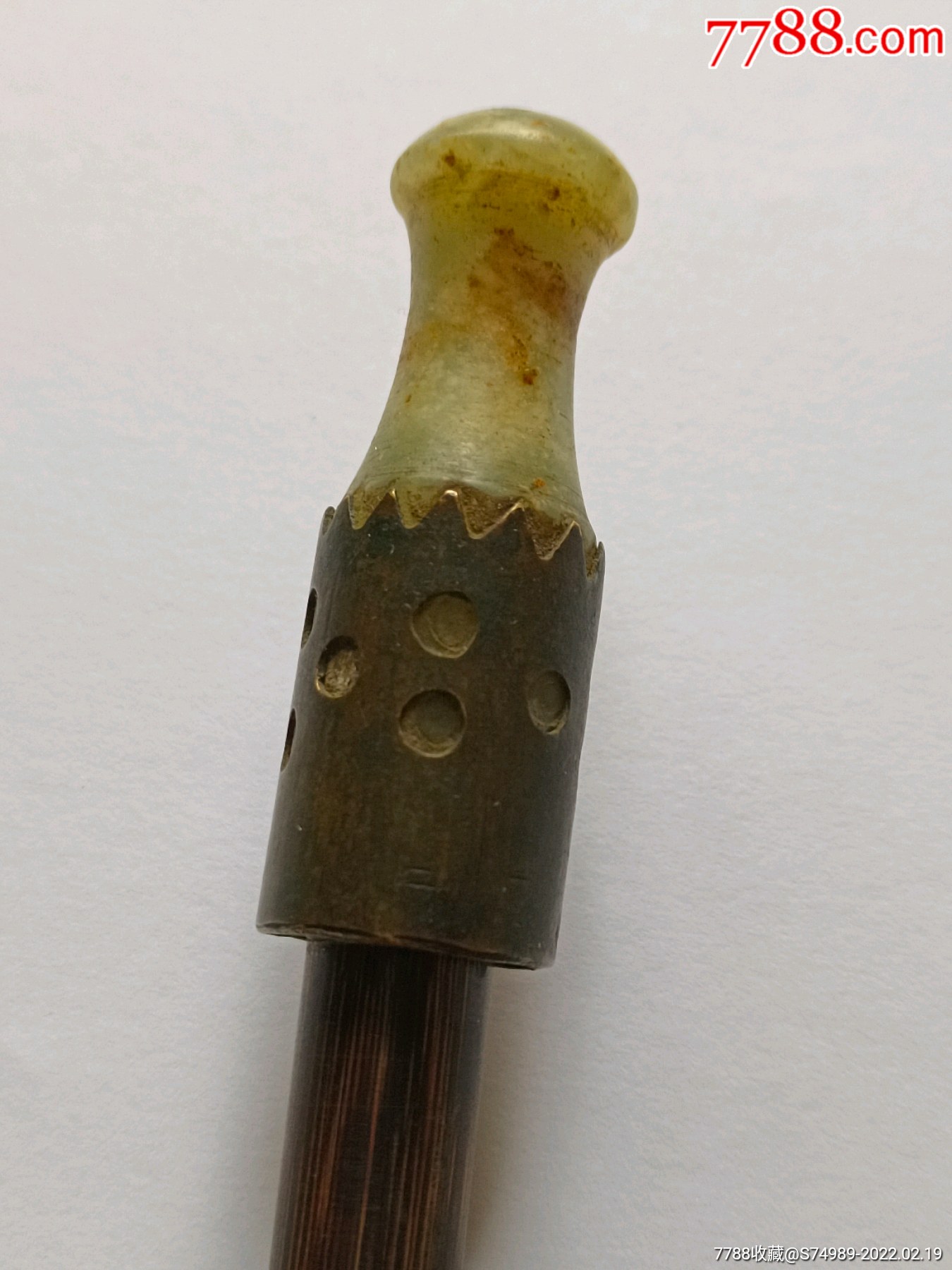 旱烟袋烟锅铜镶玉烟嘴老民俗老物件镶玉