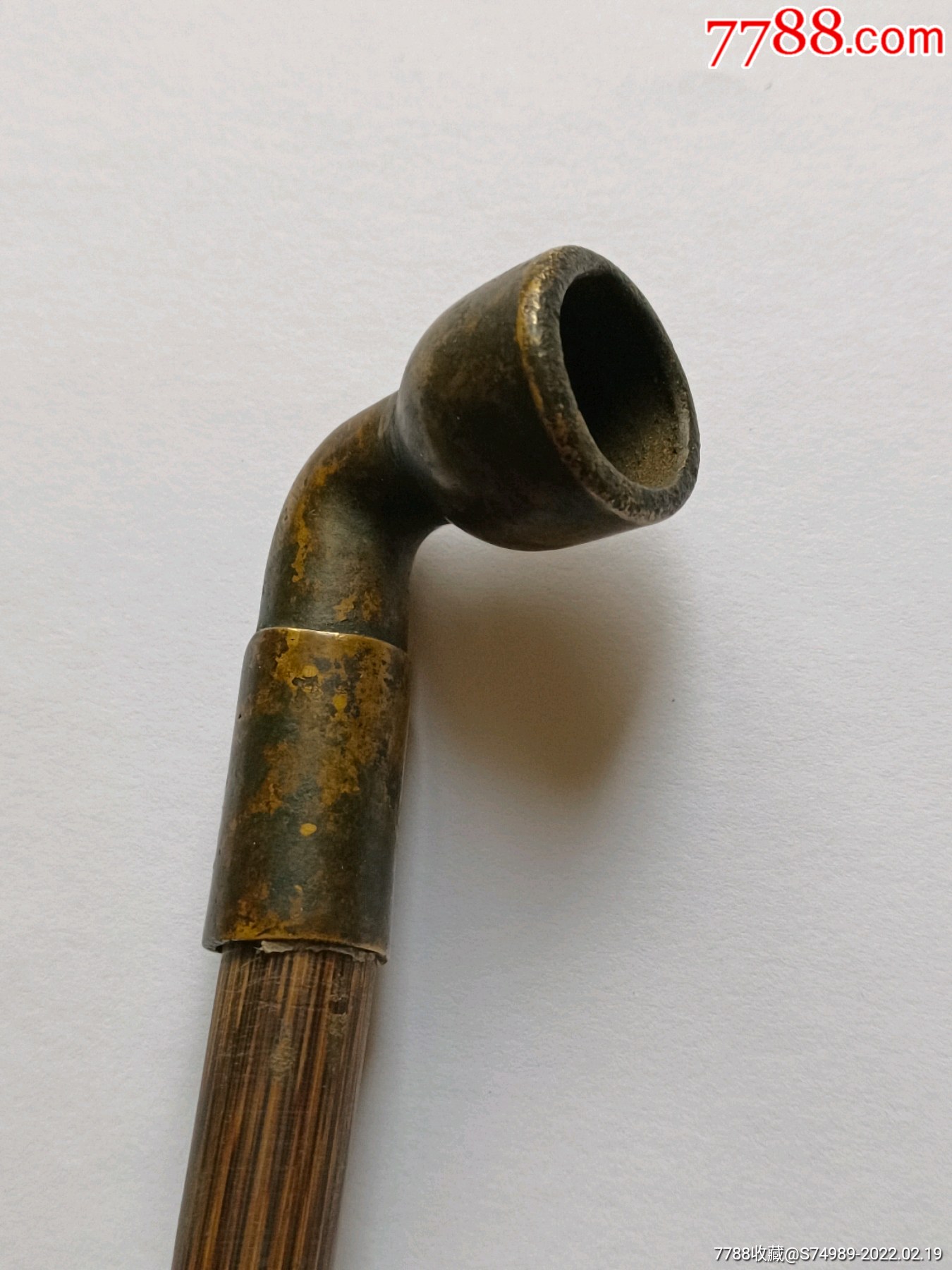 旱烟袋烟锅铜镶玉烟嘴老民俗老物件镶玉