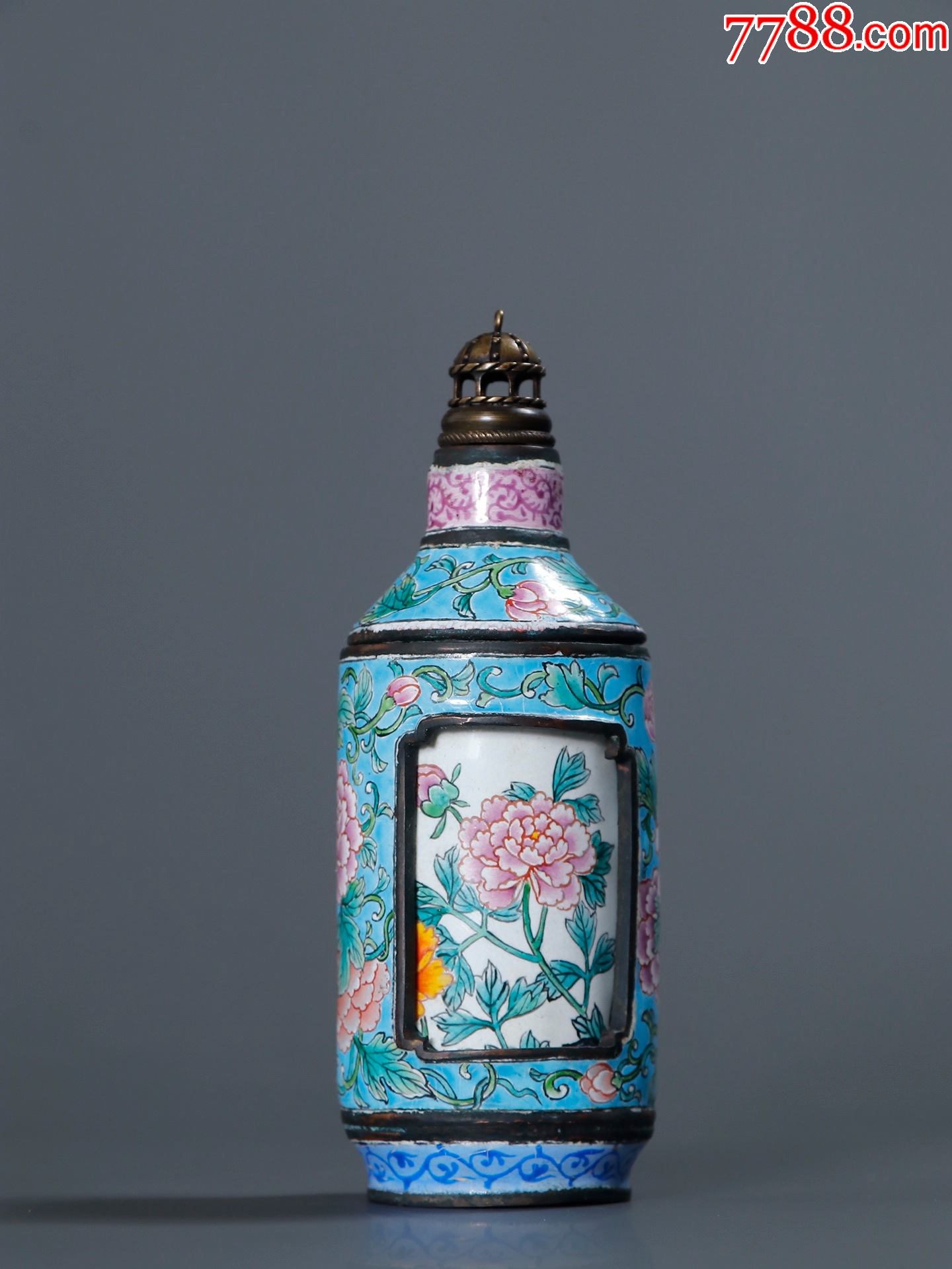 旧藏铜胎珐琅彩转心鼻烟壶