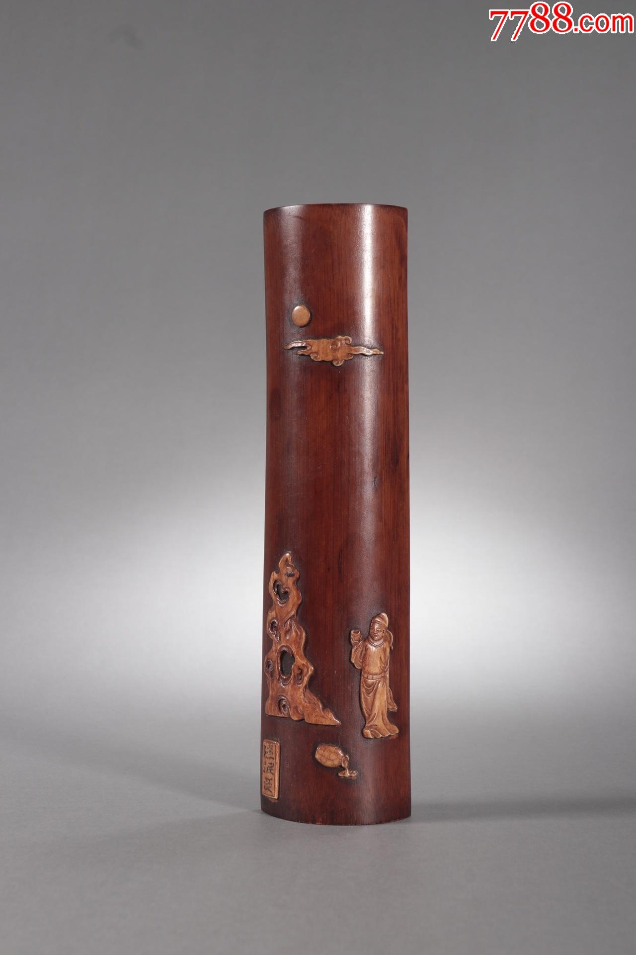 旧藏老竹雕人物纹臂搁