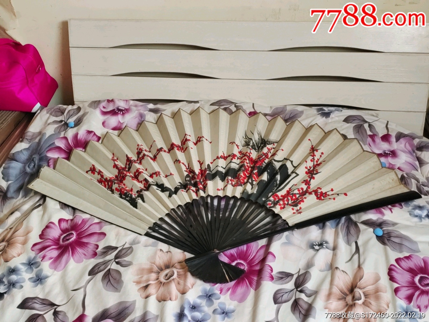 一幅老旧折扇，手绘画大扇子，花鸟国画原作_其他扇子_小虫儿起的早【7788收藏__收藏热线】