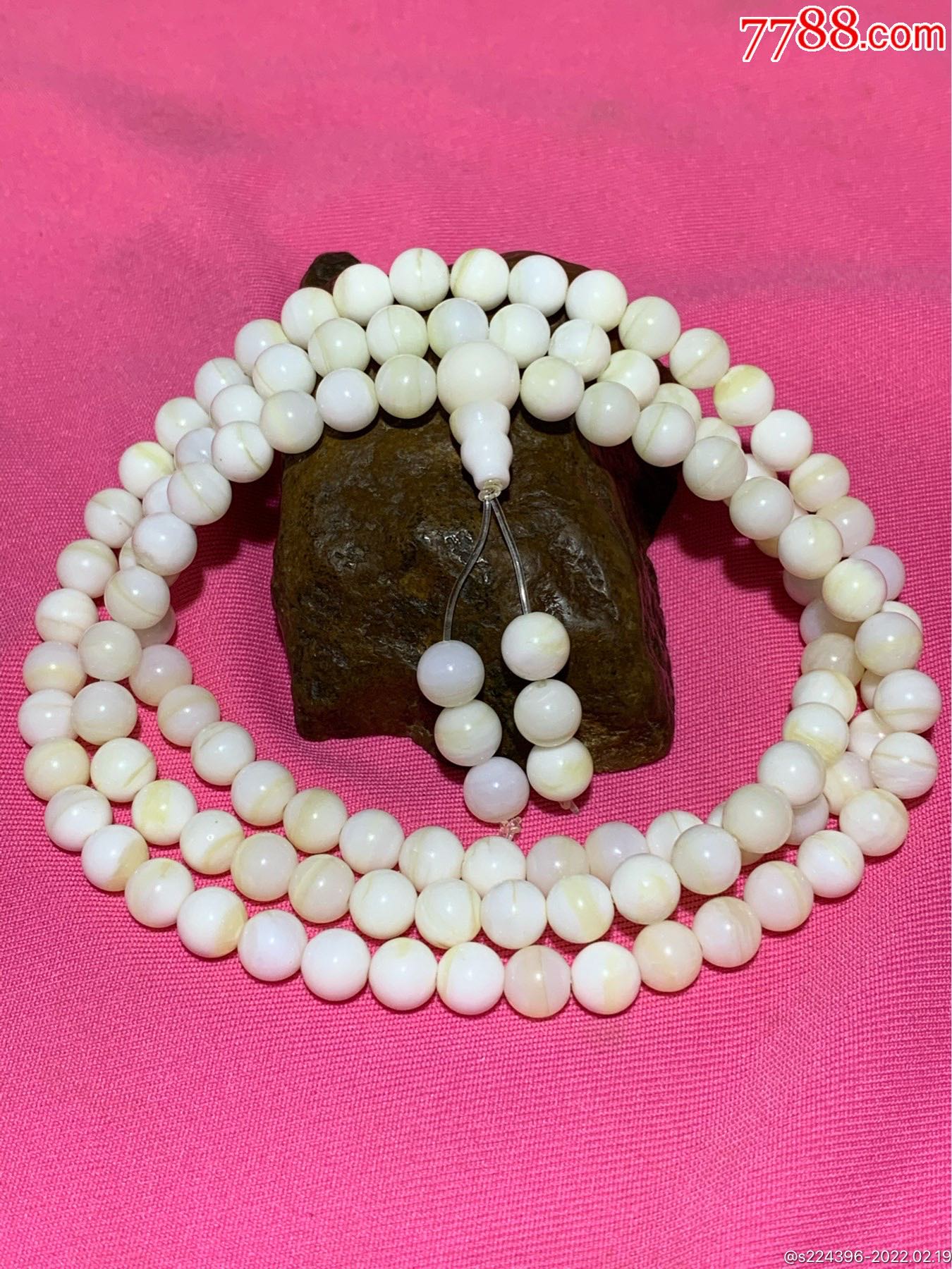 深海高玉化飘黄贝化玉108手串一条