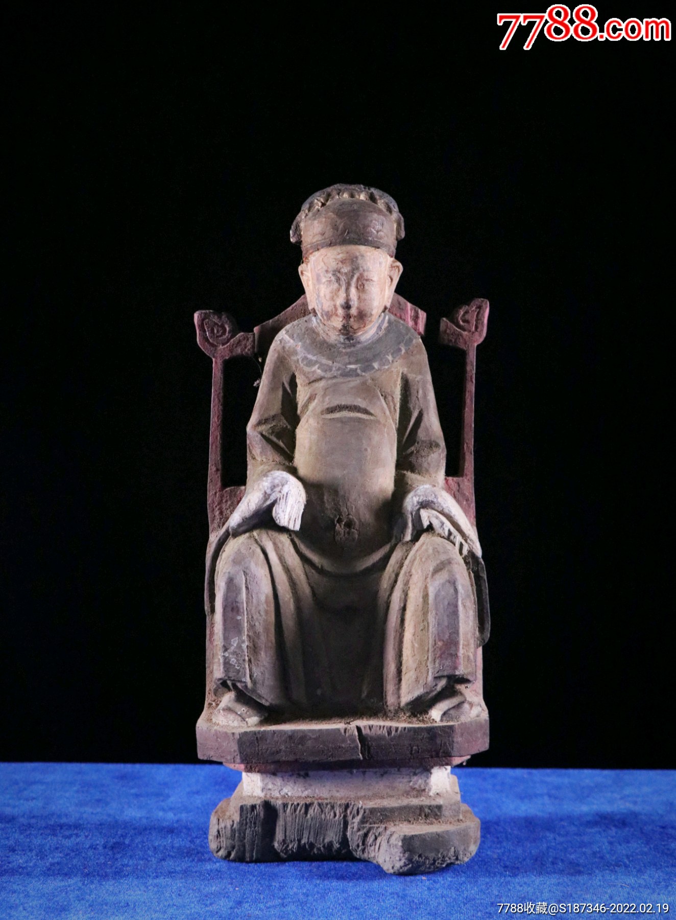 清代早期坐椅文昌帝君木雕佛像