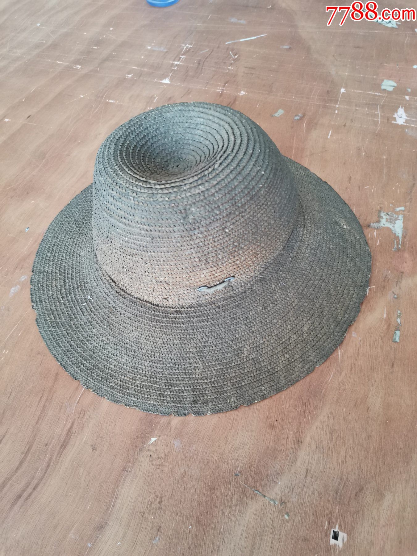 文革时期手工编织草帽直径34公分