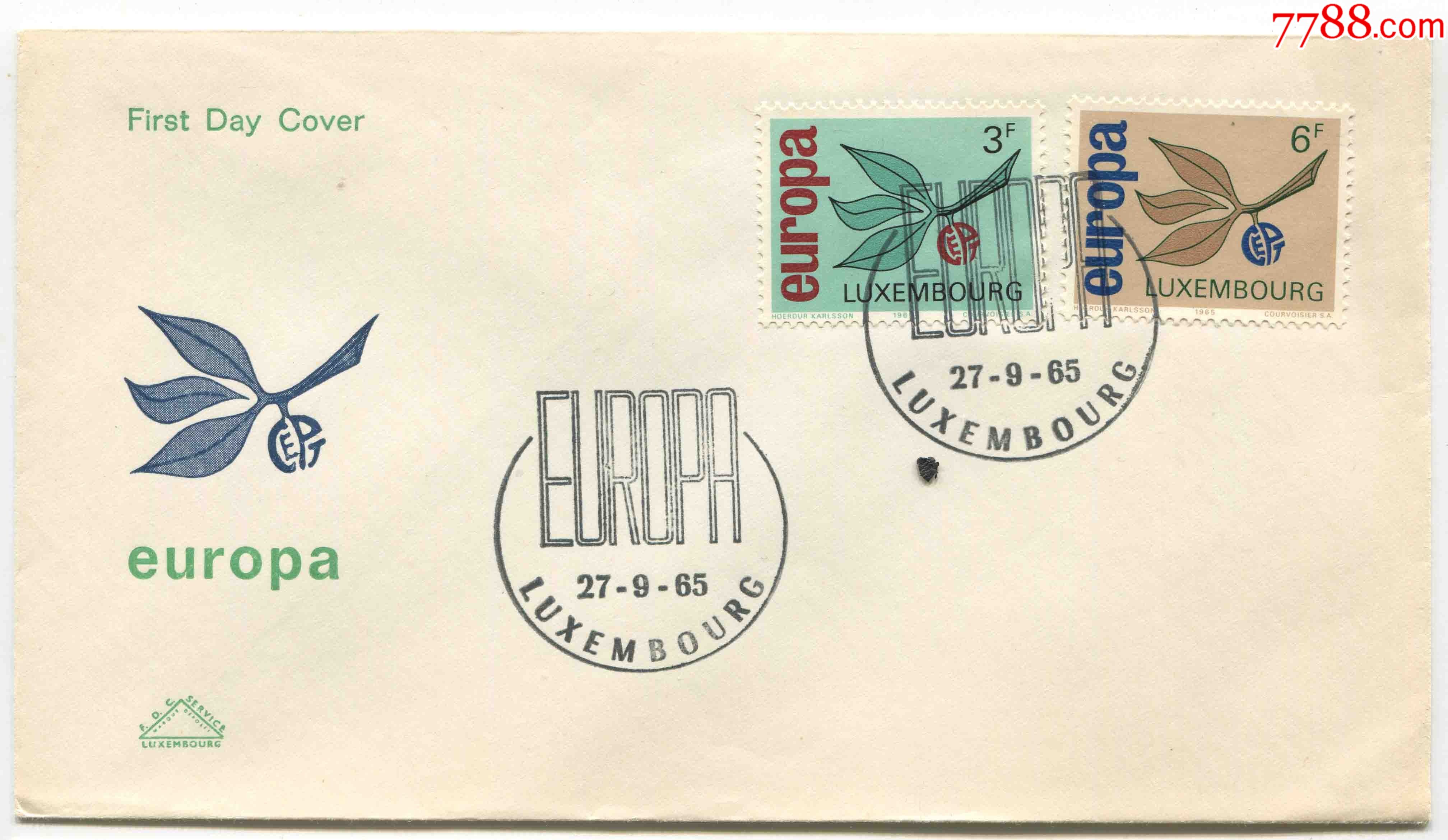 卢森堡邮票1965年欧罗巴树叶2全首日封fdck13