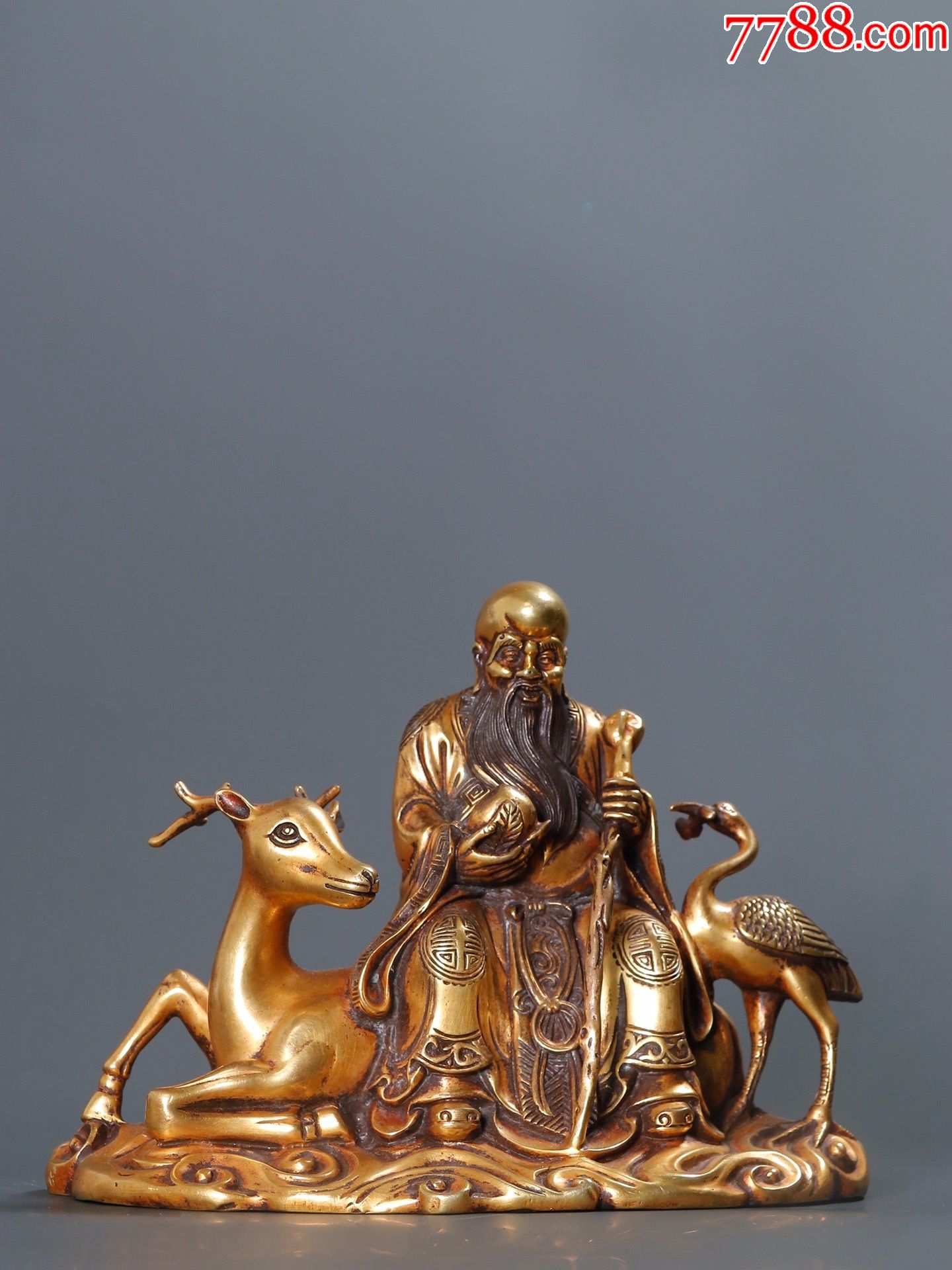 旧藏铜鎏金南极仙翁造像