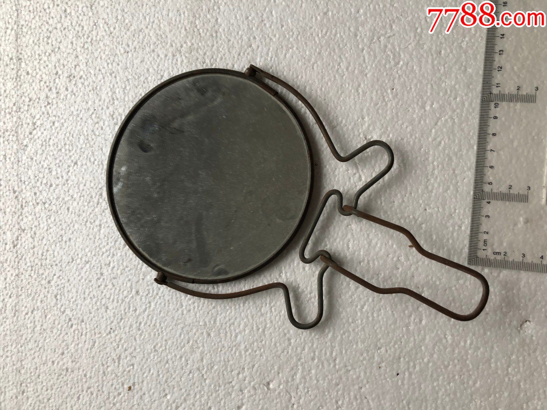 民国或解放初铁边圆镜上海县陆磊制镜厂制作的老镜子品如图