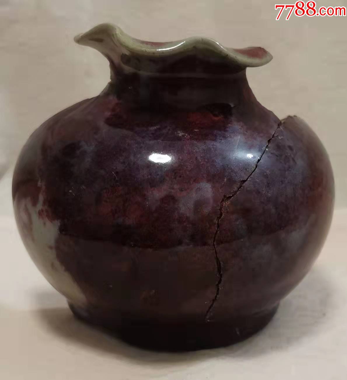 北宋钧窑窑变釉石榴樽瓷片h