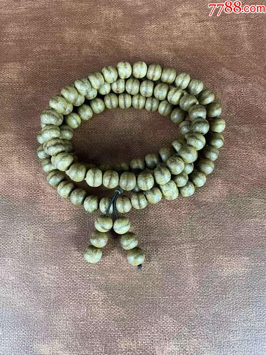 精品珍藏越南天然老料绿奇楠芽庄老印尼沉香108颗手串一盒