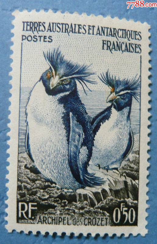 法属南方及南极领地洛克霍普企鹅图案邮票1956年新