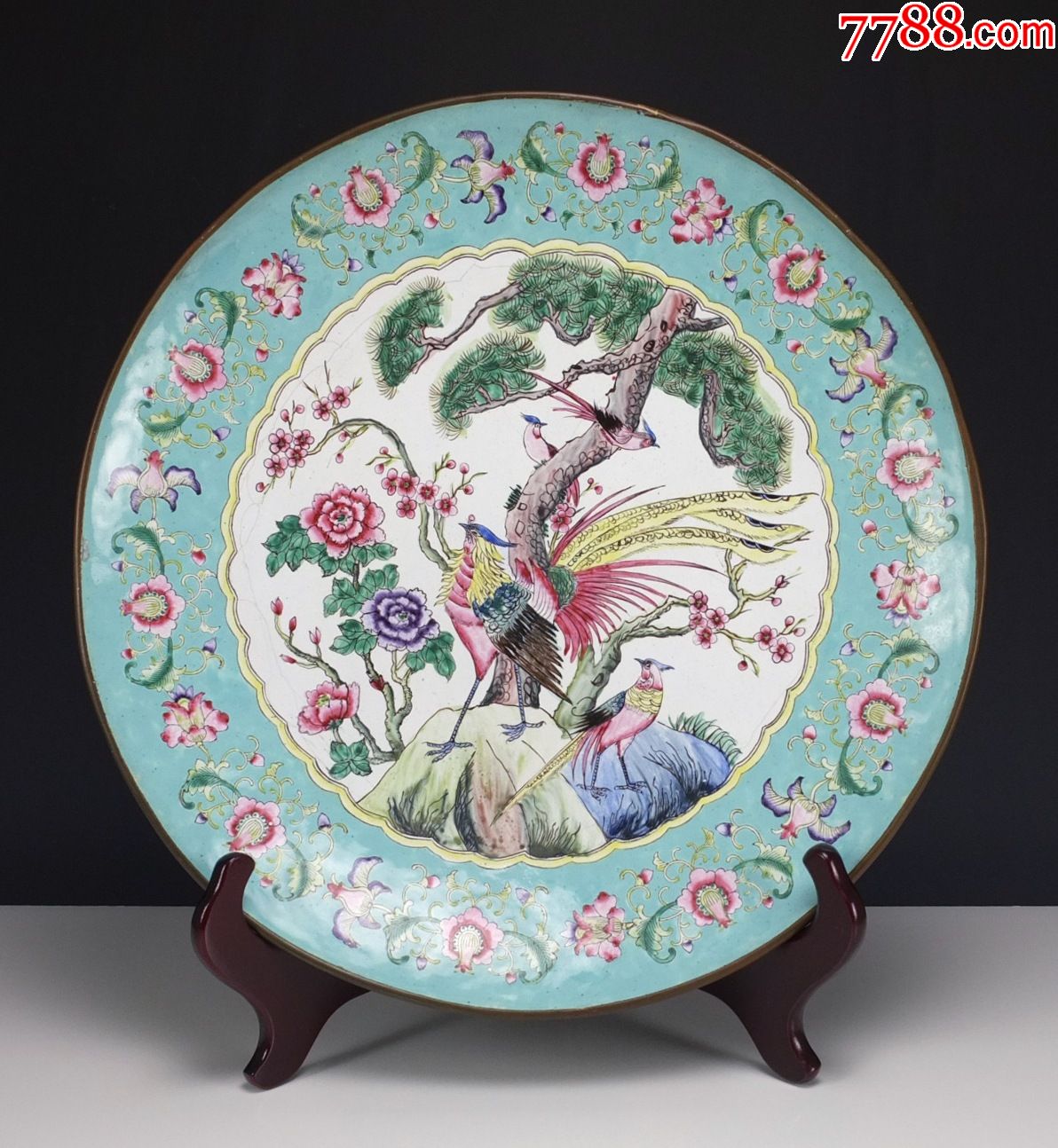 清晚民初铜胎画珐琅大园盘(36厘米_价格2750元_第1张_7788商城__七七