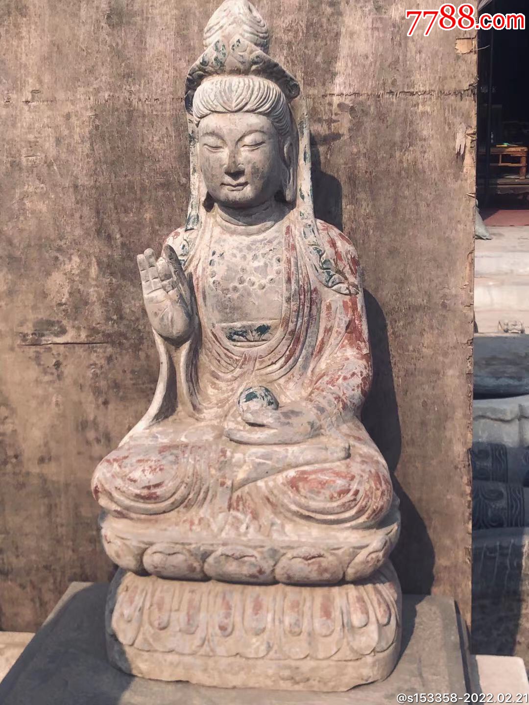 清青石观音坐佛_价格3800元【盛世古玩古典家具店】_第1张_7788商城
