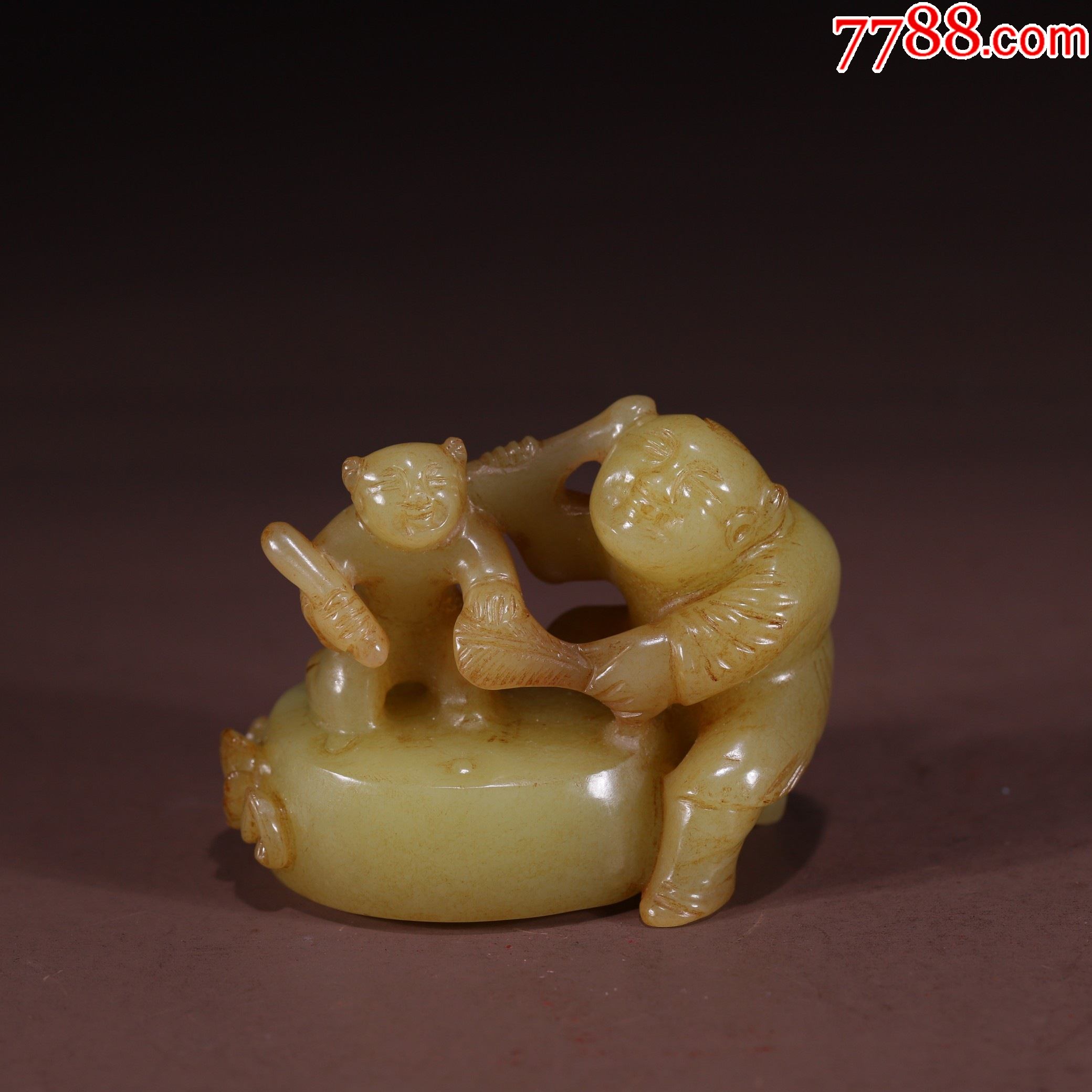 和田玉黄玉童子戏鼓_价格4600元_第1张_7788收藏__收藏热线