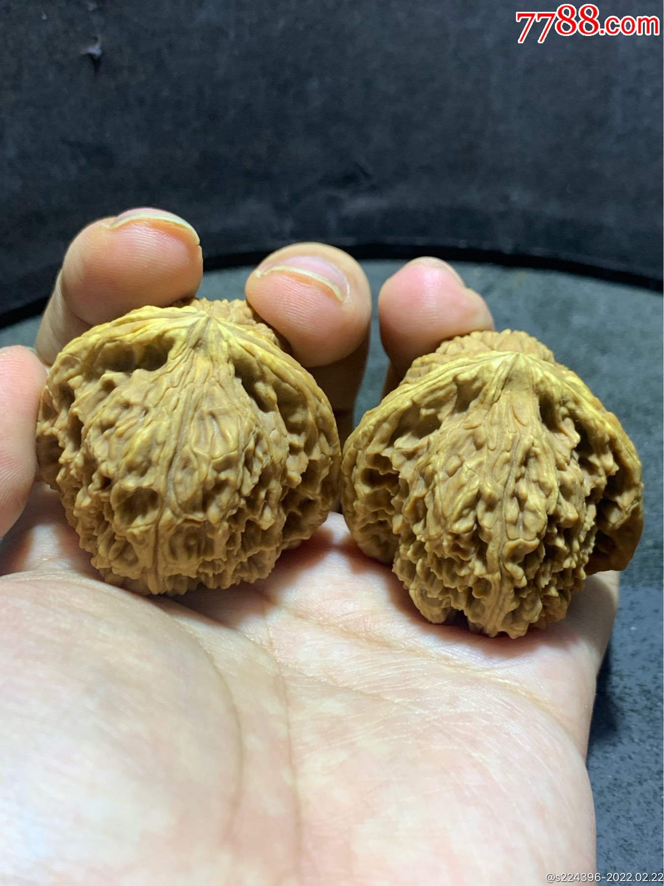 精美老树涿鹿黄尖南疆石狮子头文玩核桃一对