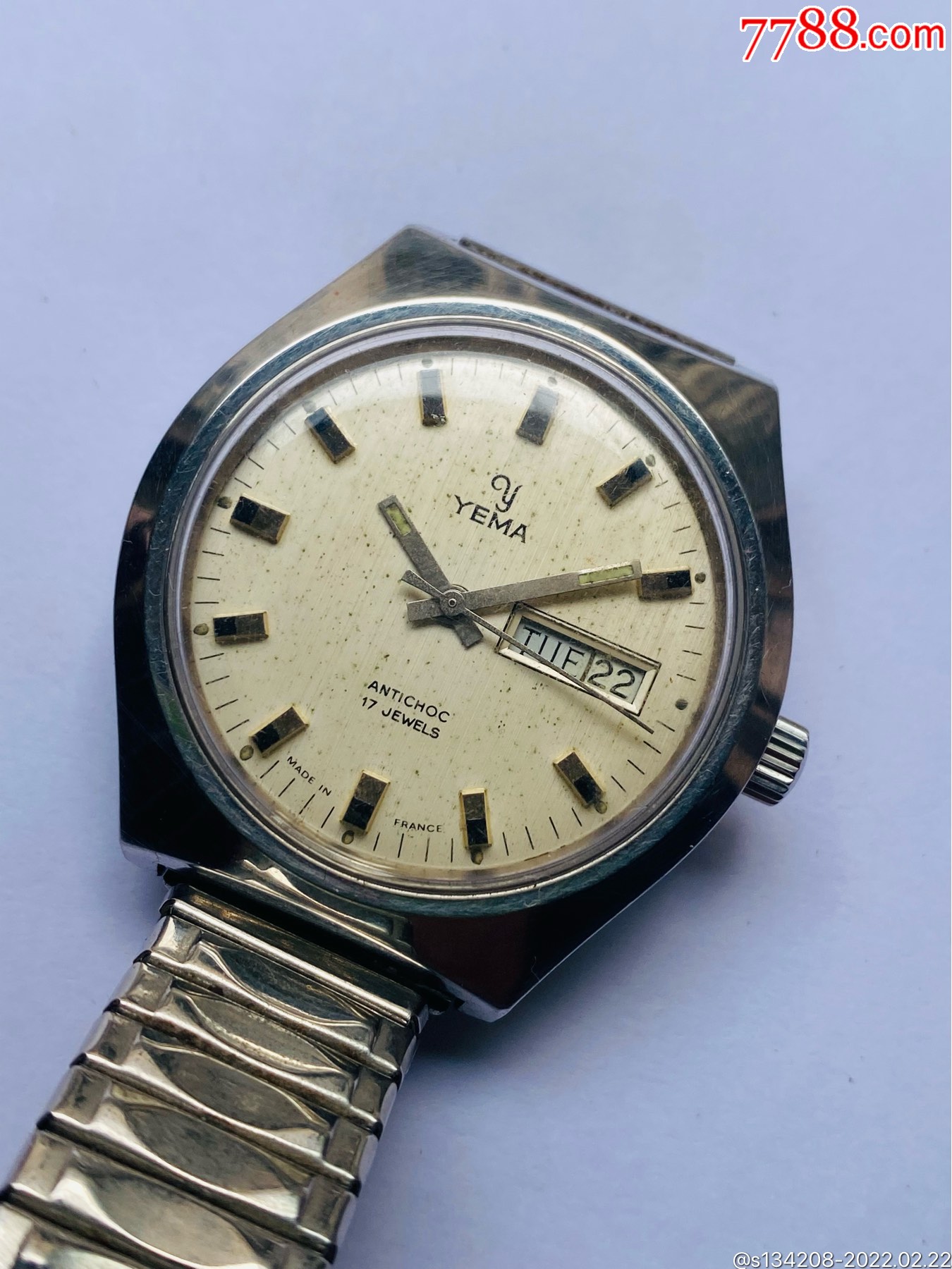 法国野马双日历机械手表