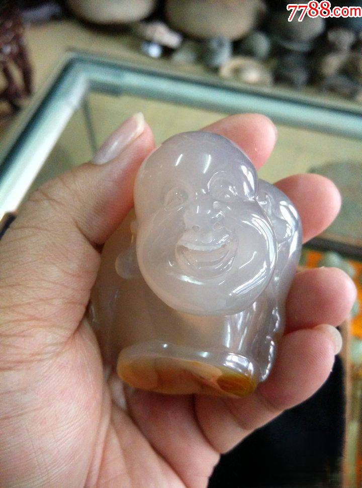玛瑙玉髓弥勒佛手把件_价格780元_第1张_7788收藏__收藏热线