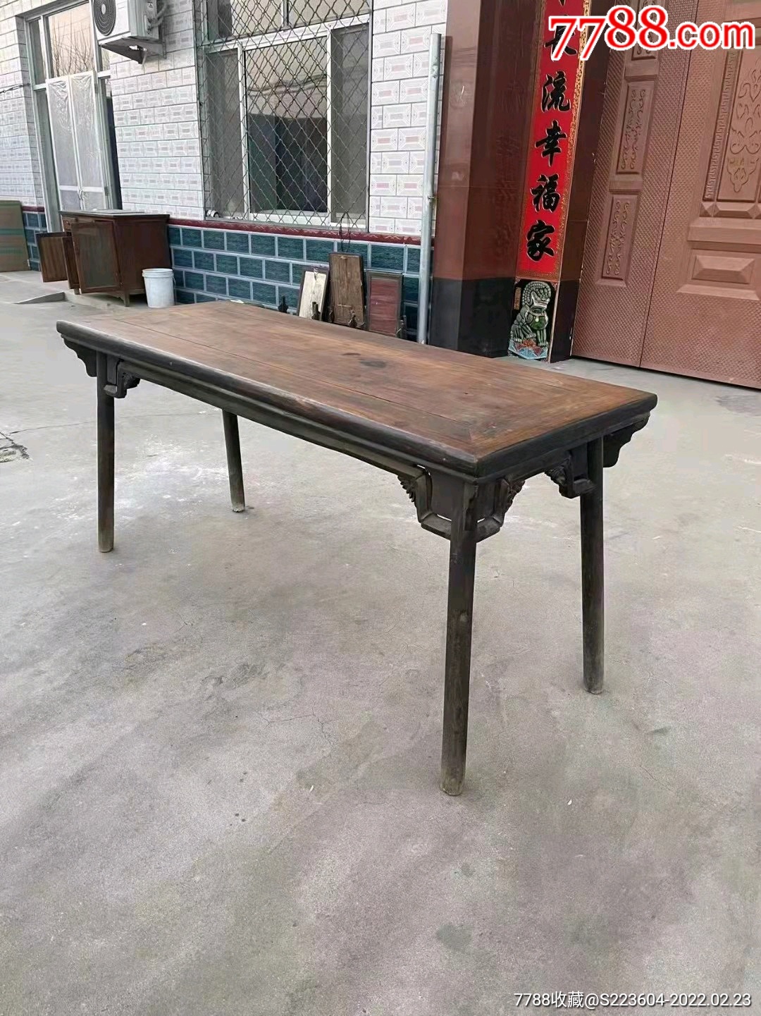 拆迁偶得清代老榆木画案一件包浆浑厚做工精致明式做工一腿三牙下带