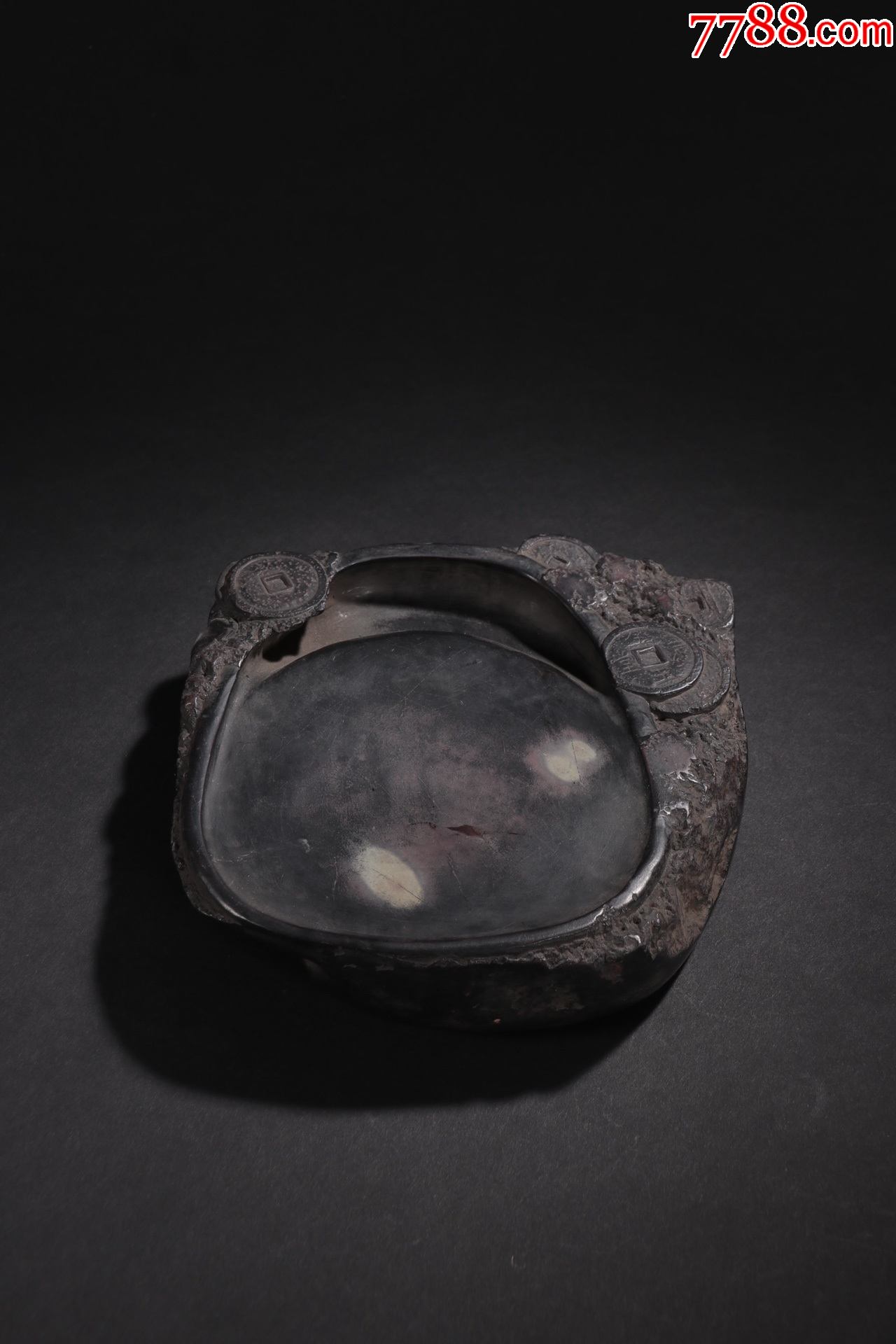 旧藏汪绎款钱币纹端石砚