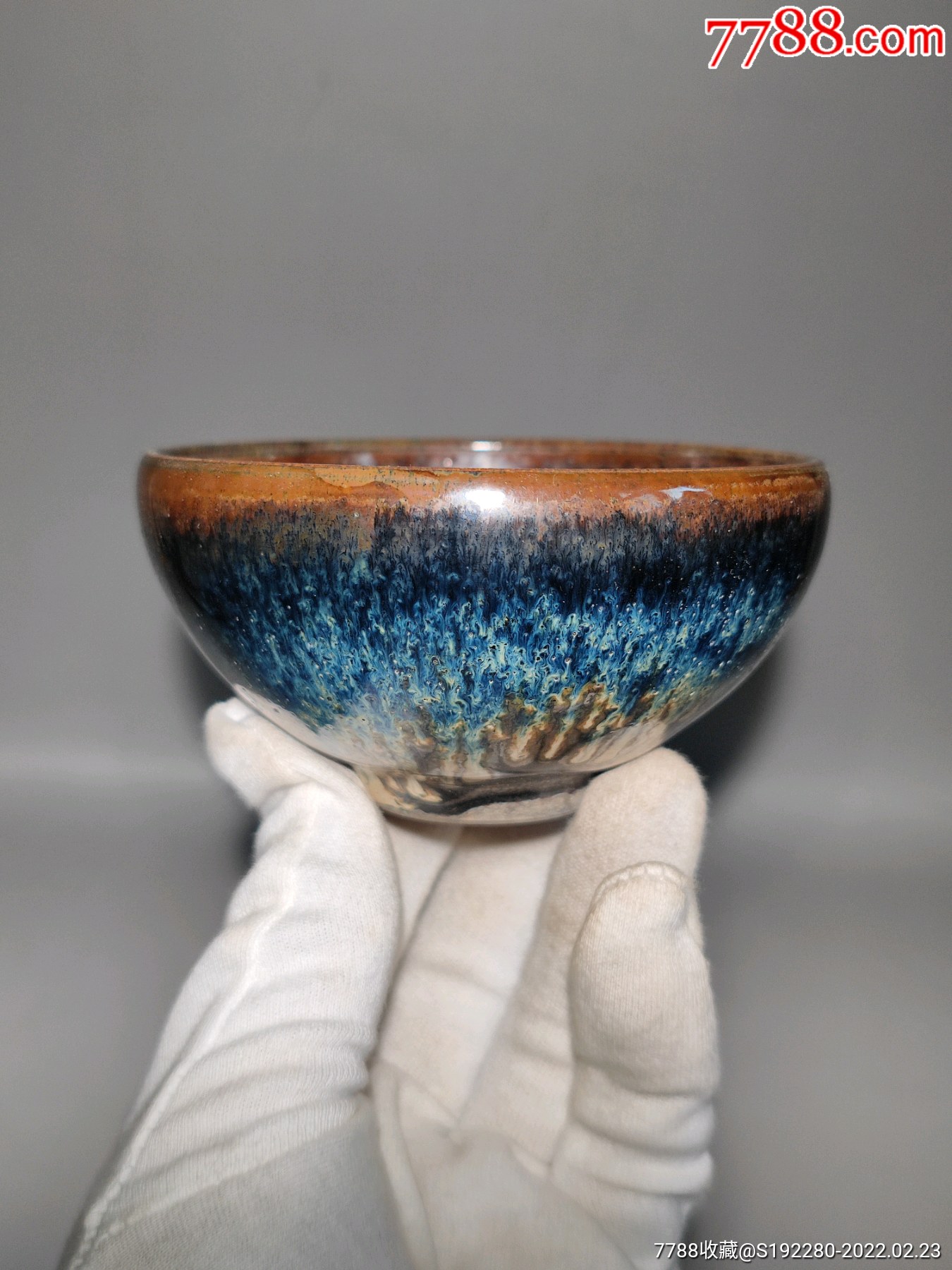 窑变釉茶盏工艺品直径10cm高55cm