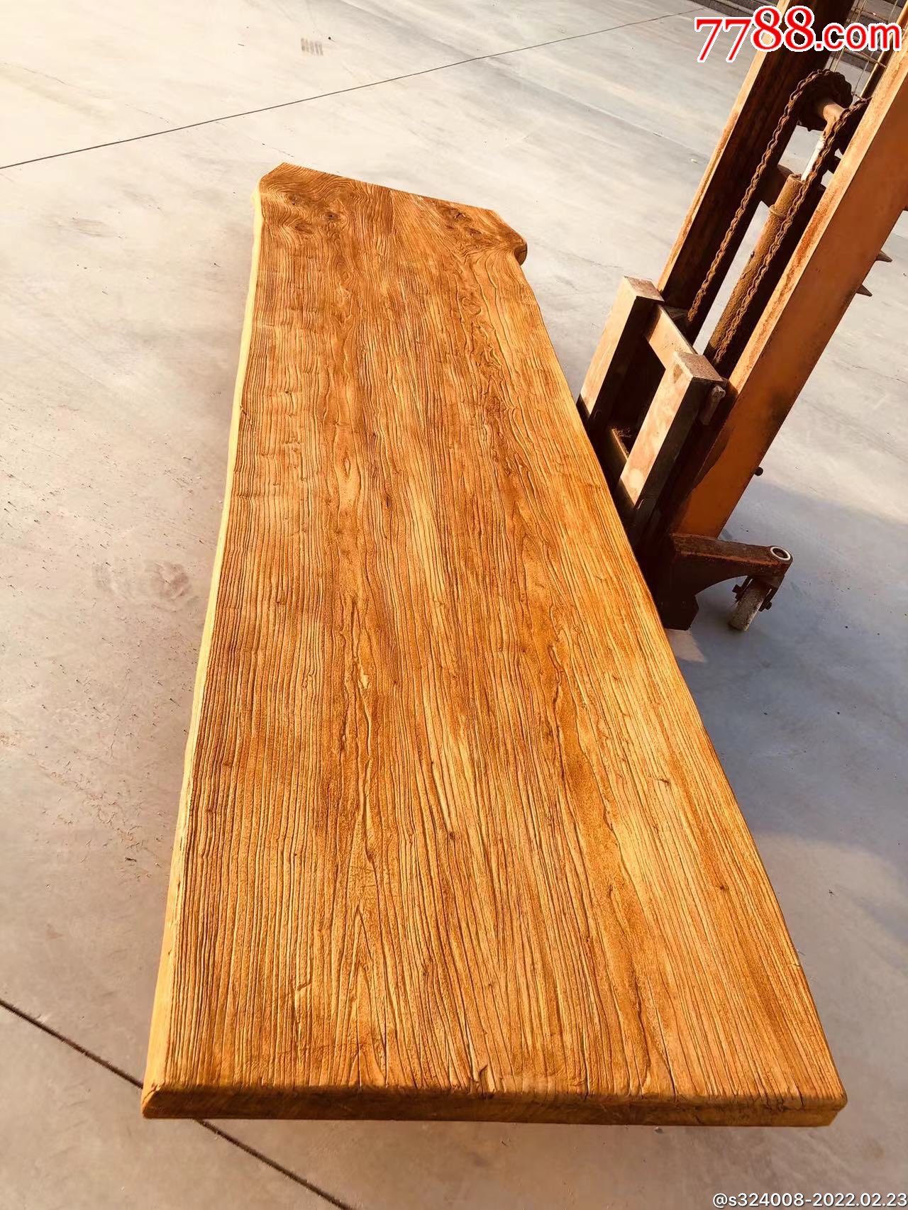 精品老榆木随形风化大板一块纹理清晰两面风化长323厚8