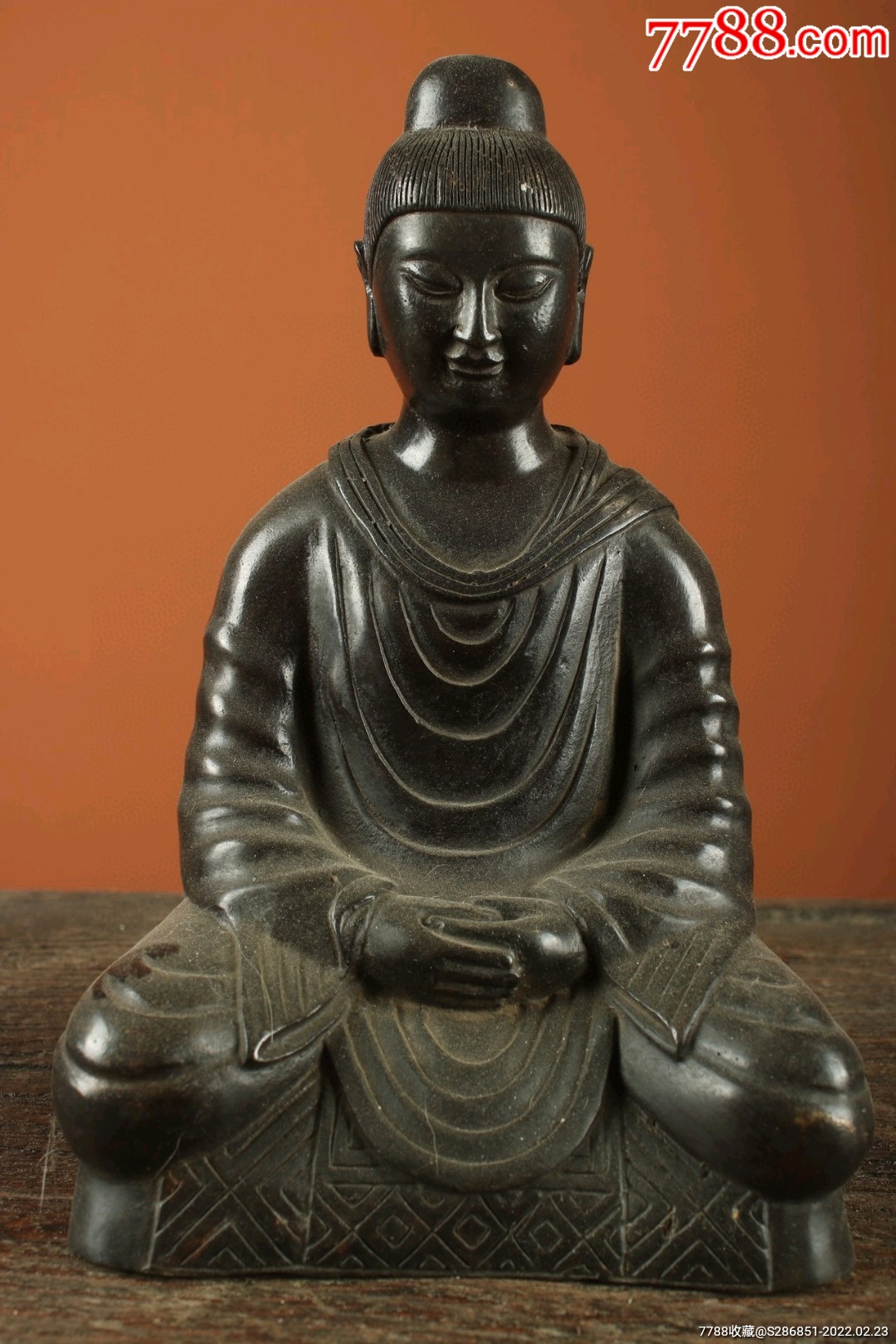 铜鎏金黑漆古素面释迦牟尼,不议价-铜像/铜佛像-7788商城__七七八八