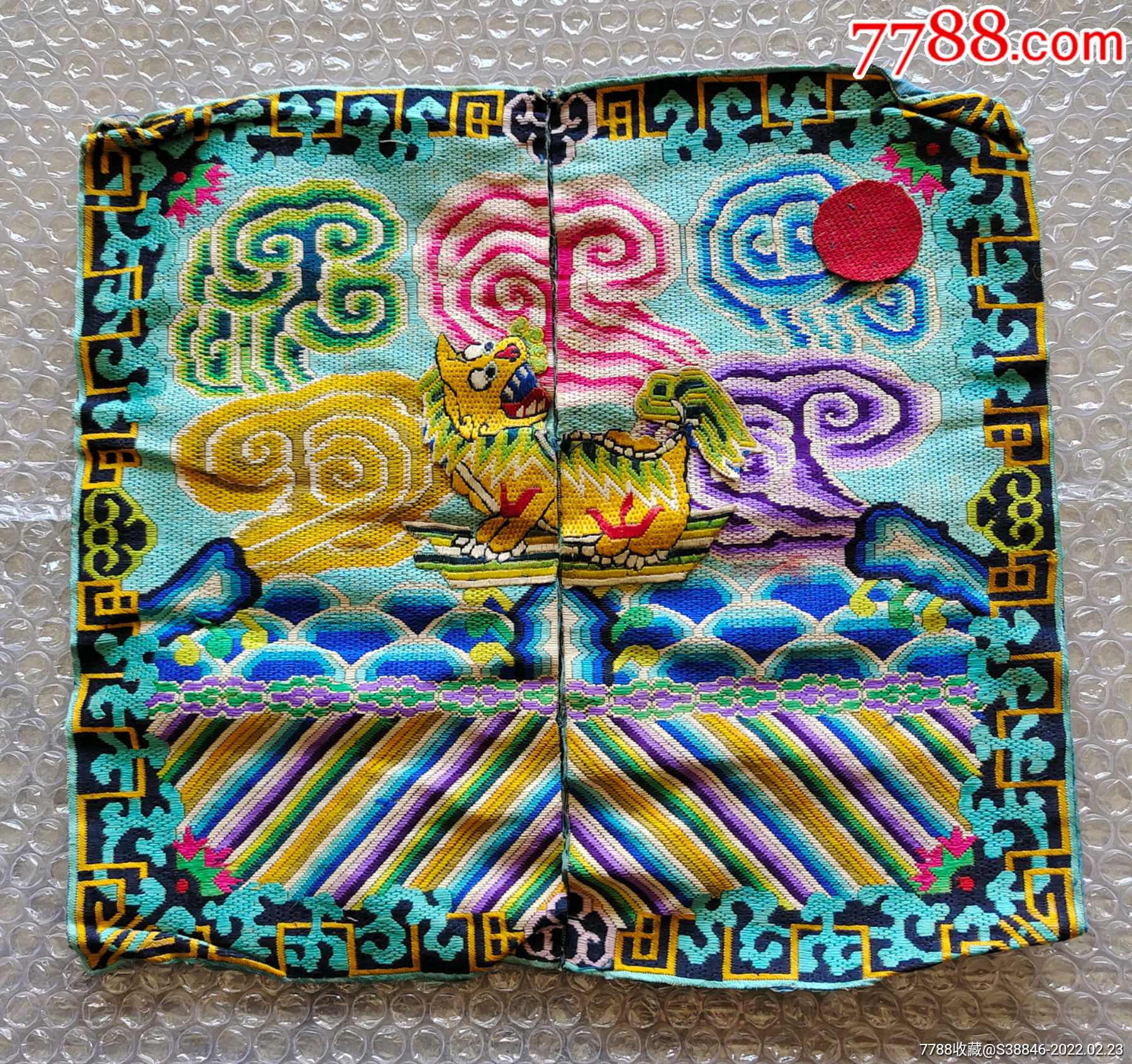 清代手工刺绣官服朴子补子绣片