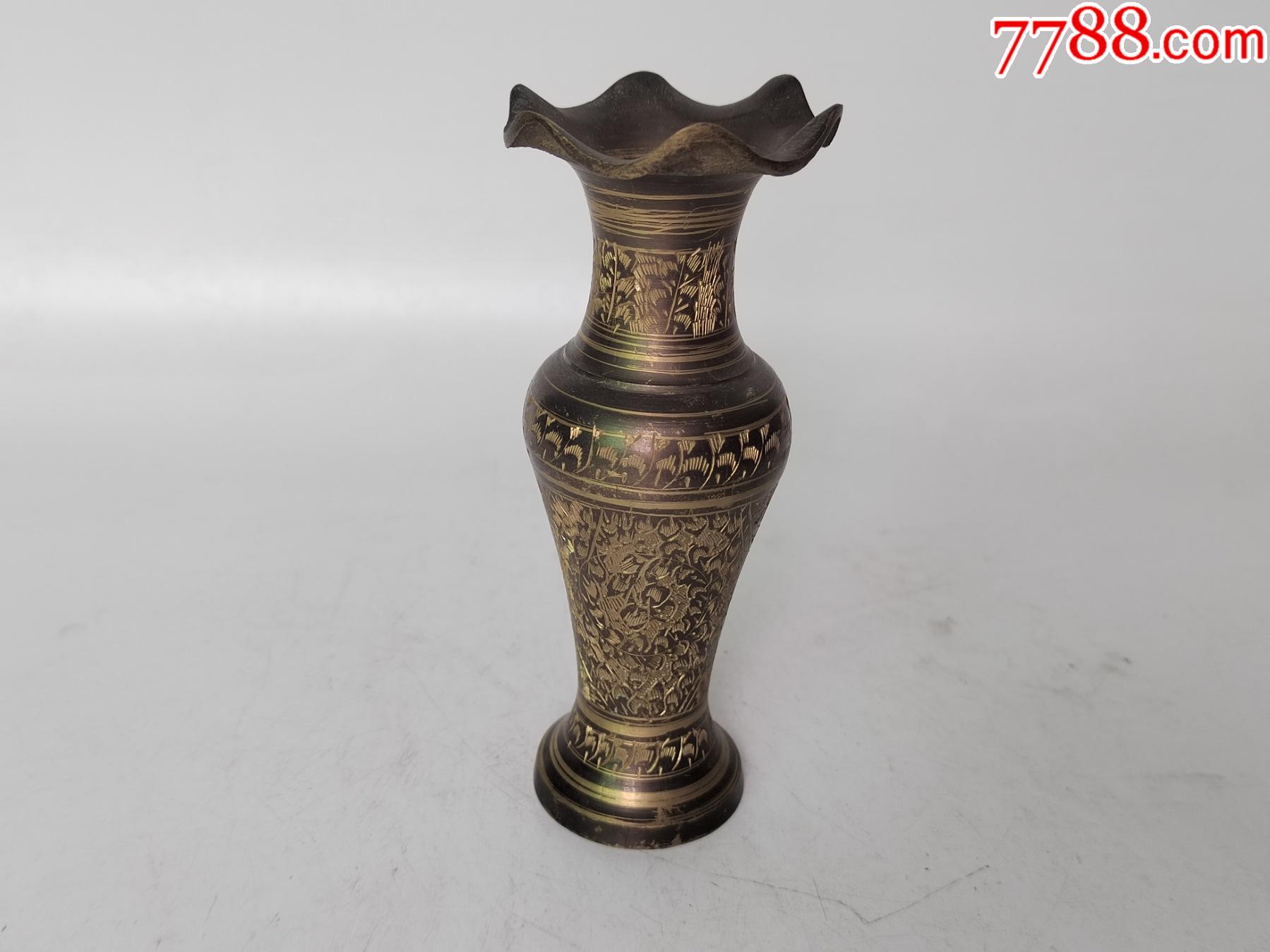 花口錾刻老铜瓶_价格78元【古玩佛缘】_第1张_7788收藏__收藏热线