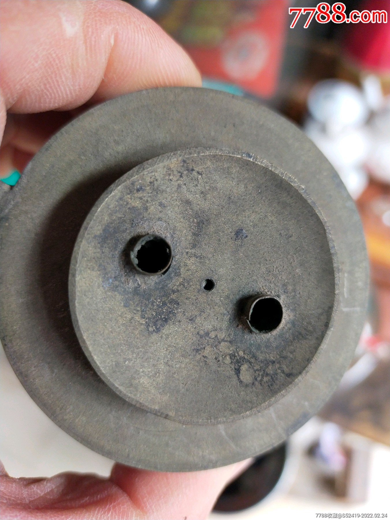 特别少见的清朝民国时期白铜双头铜灯大烟灯