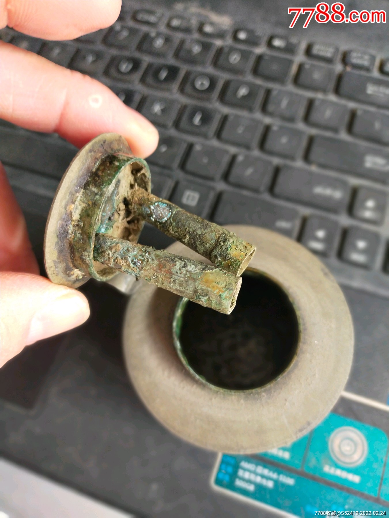 特别少见的清朝民国时期白铜双头铜灯大烟灯