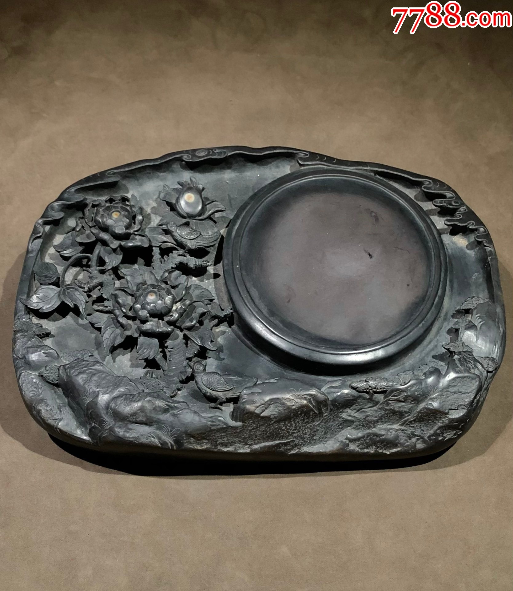 名家吴信中花开富贵端砚