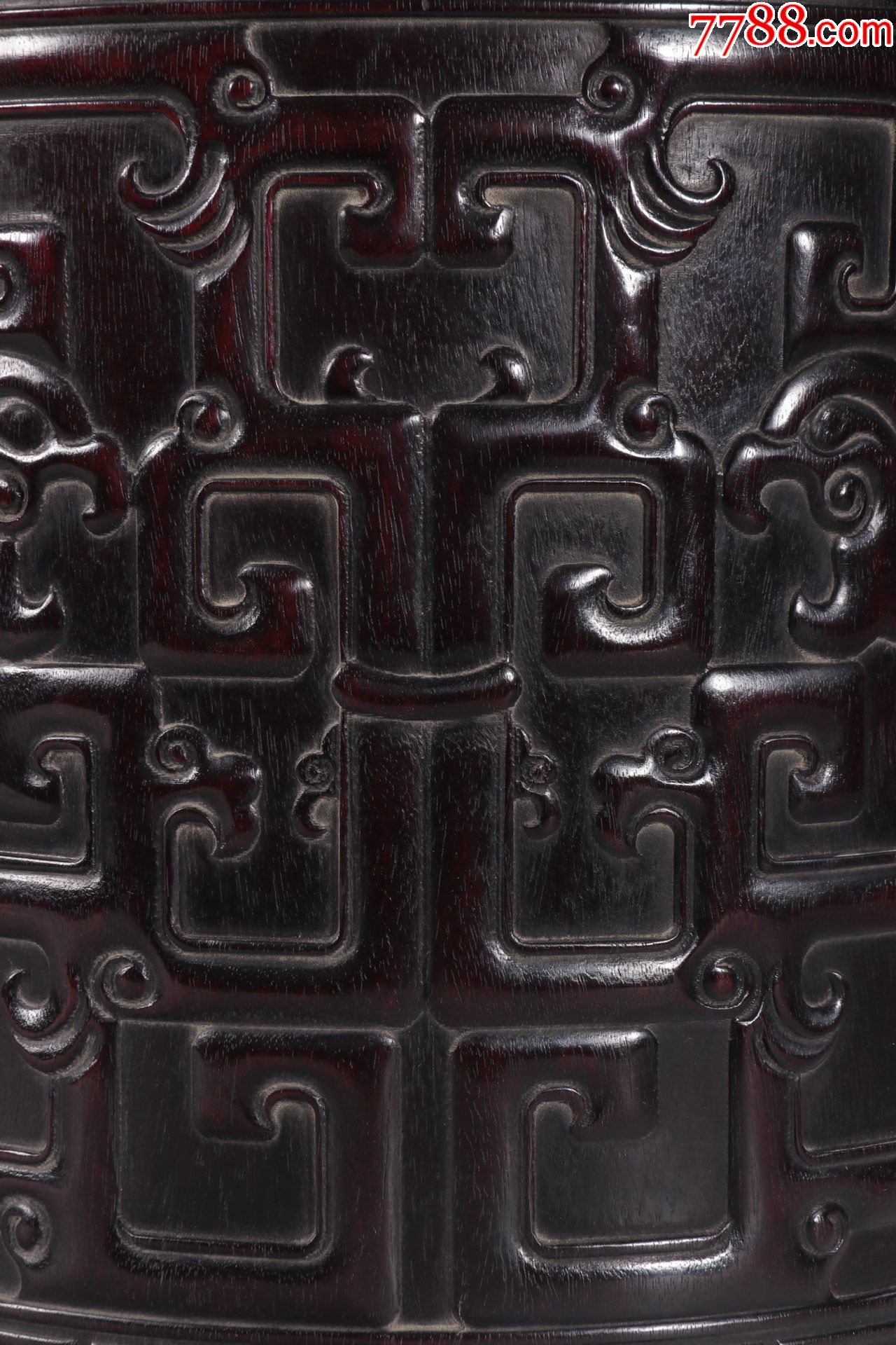 清代小叶紫檀夔龙纹大画筒