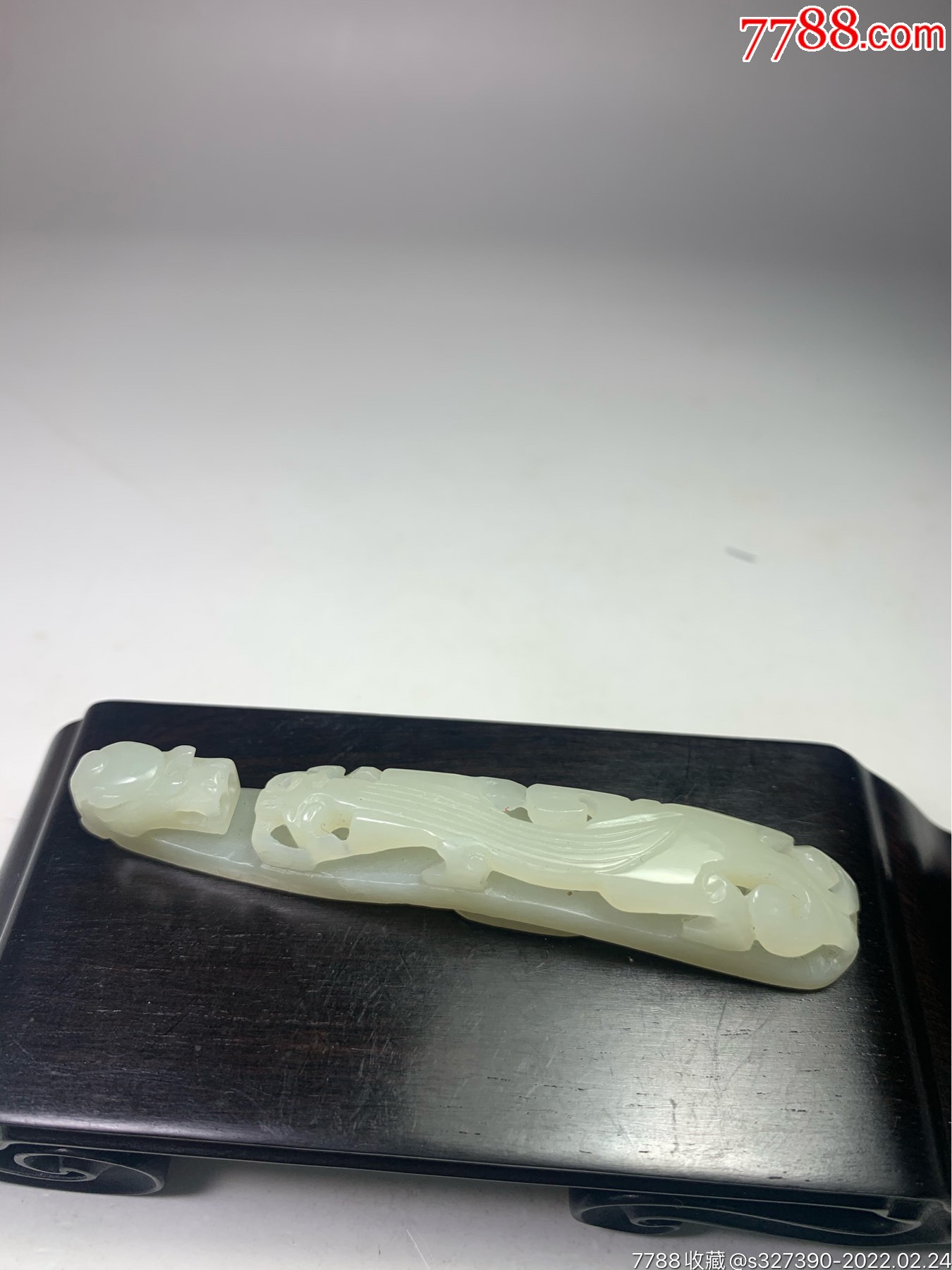 老玉和田玉明清白玉龙钩