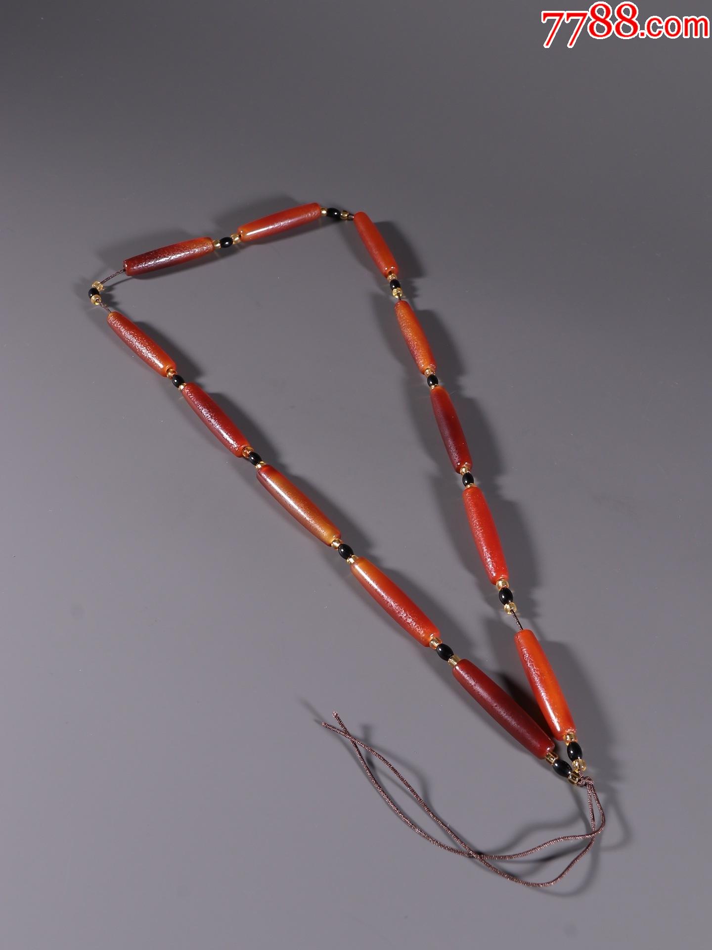 旧藏老玛瑙桶珠项链