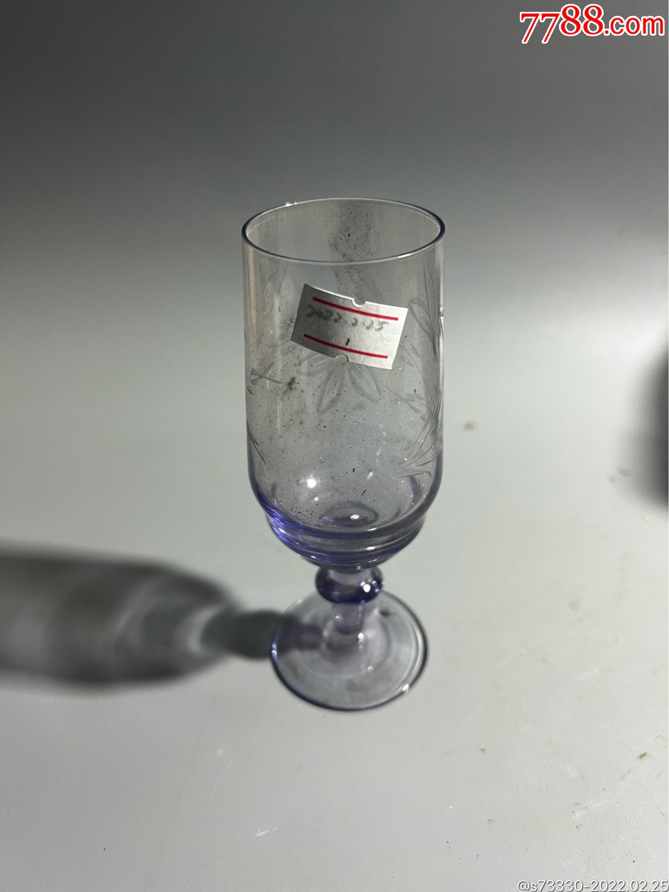 80年代左右葡萄色高足玻璃酒杯一只1