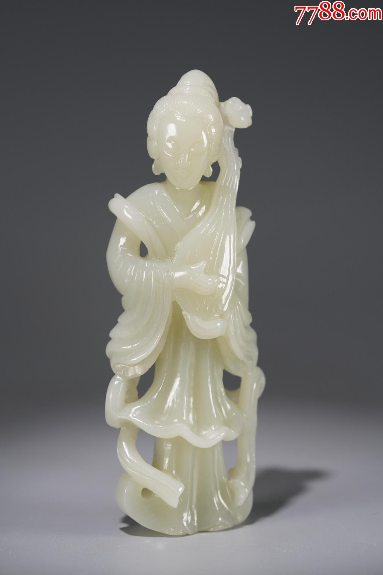 旧藏和田玉琵琶仕女摆件