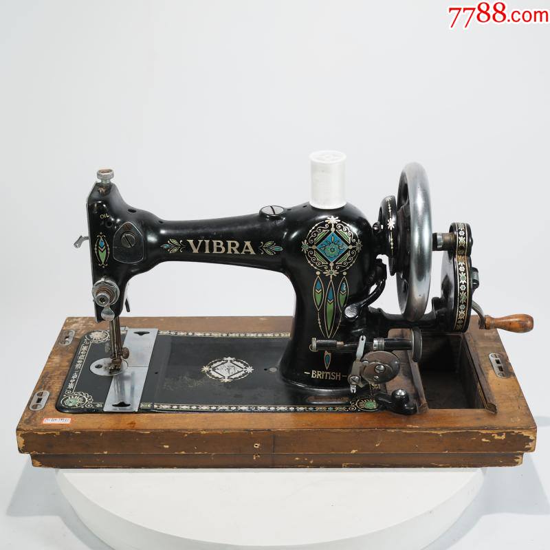 西洋古董英国vibra金属机械手摇缝纫机怀旧民宿咖啡馆服装店摆件