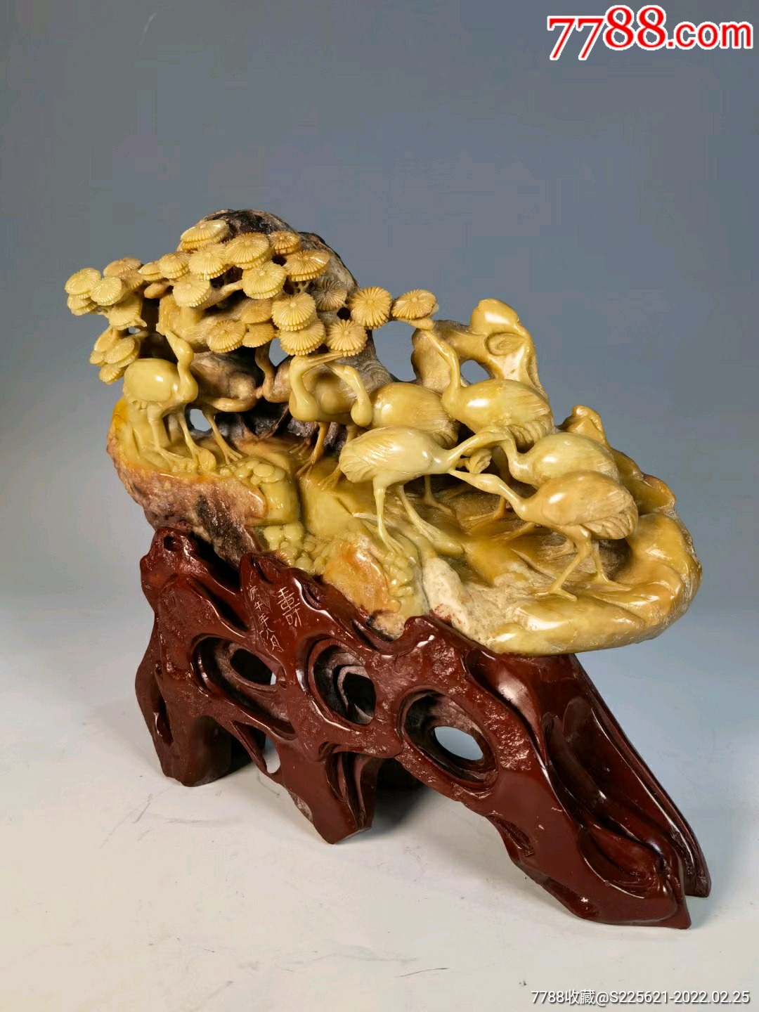 青田石俏色巧雕松鹤延年案头摆件-价格:9500元-se85564508-青田石