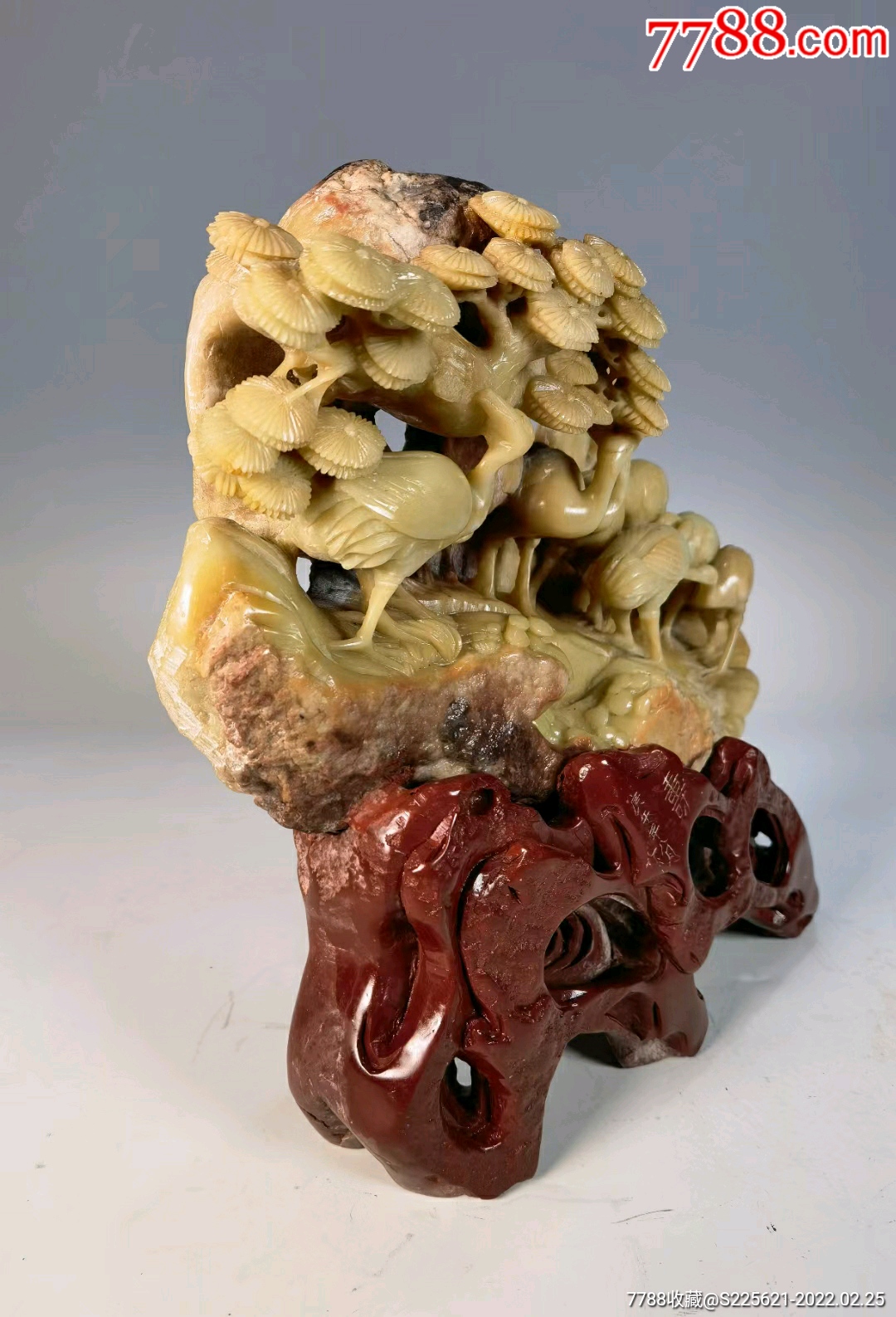 青田石俏色巧雕松鹤延年案头摆件-价格:9500元-se85564508-青田石