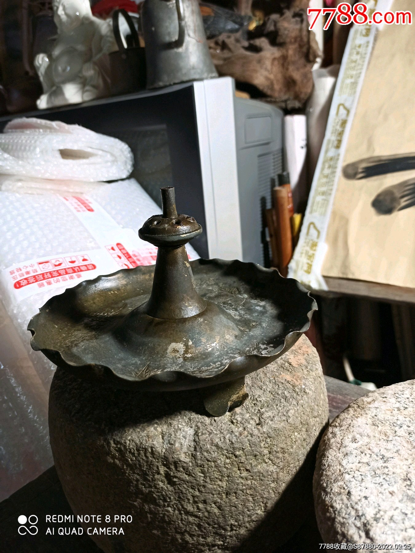 清代大户人家书房花鸟铜香插