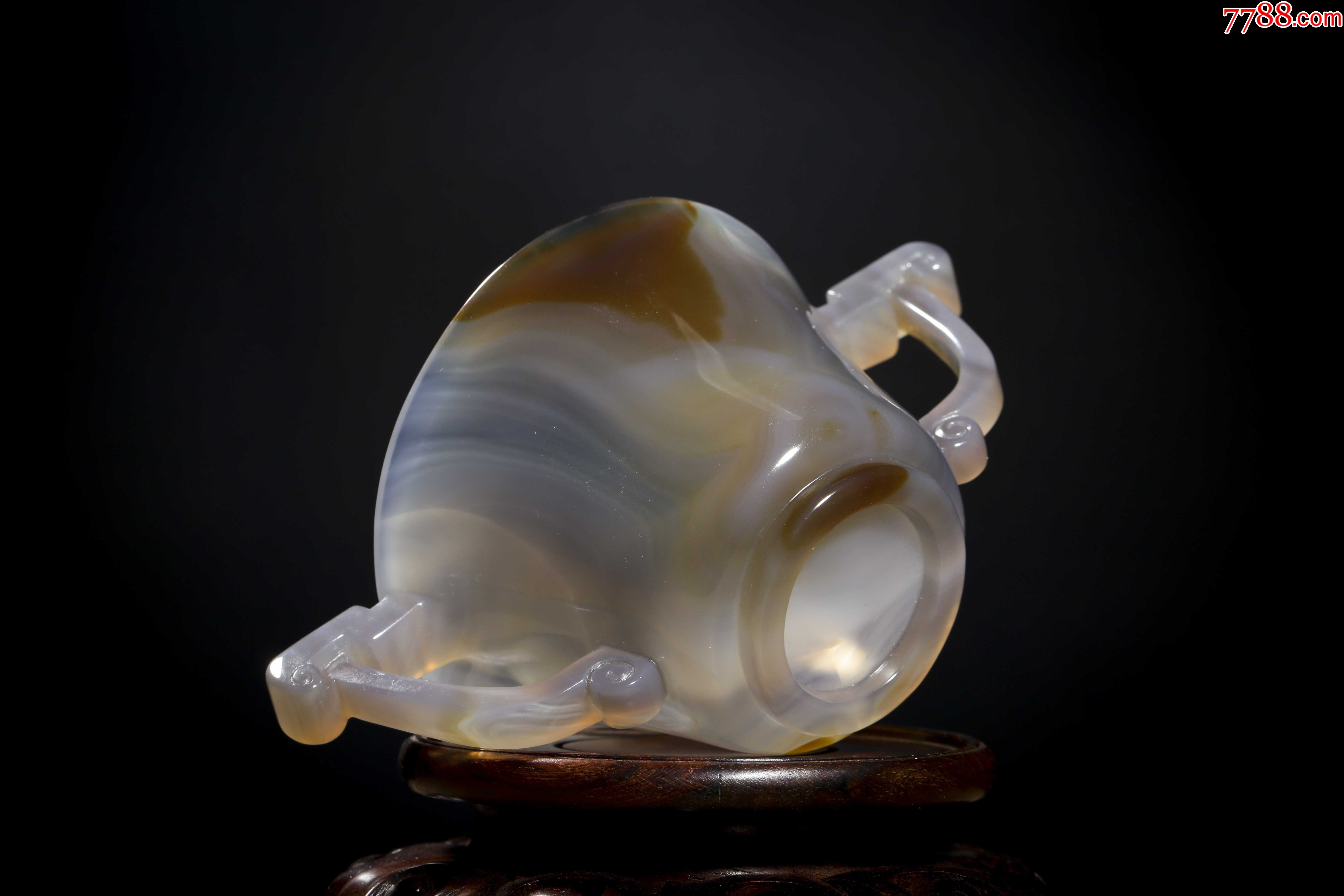 天然玛瑙整挖雕双龙耳杯_第2张_7788工艺品