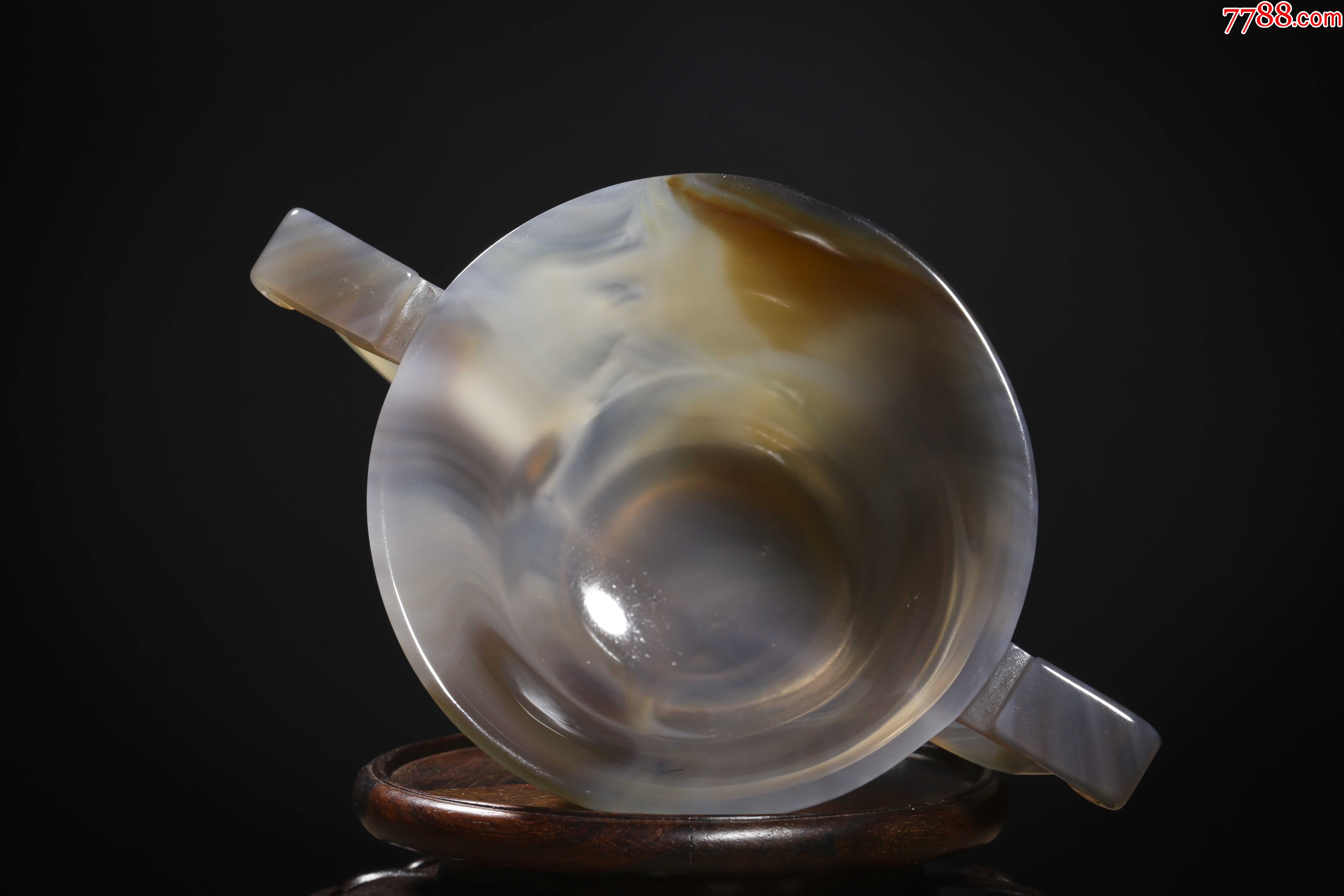 天然玛瑙整挖雕双龙耳杯_第5张_7788工艺品