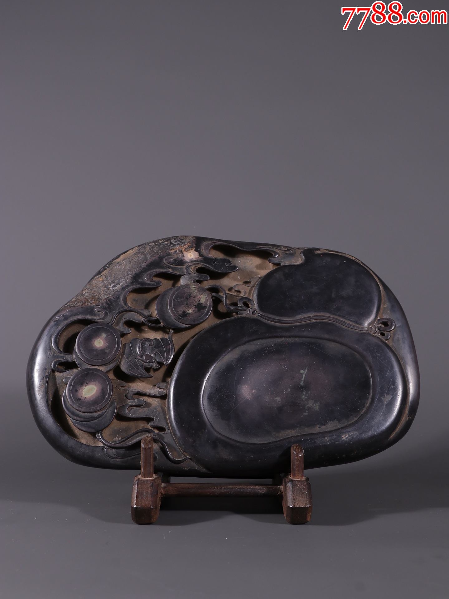 旧藏老端石蝙蝠砚台