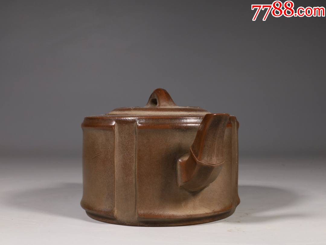 旧藏竹节纹紫砂壶规格长20cm宽12cm高10cm重539g壶紫砂制