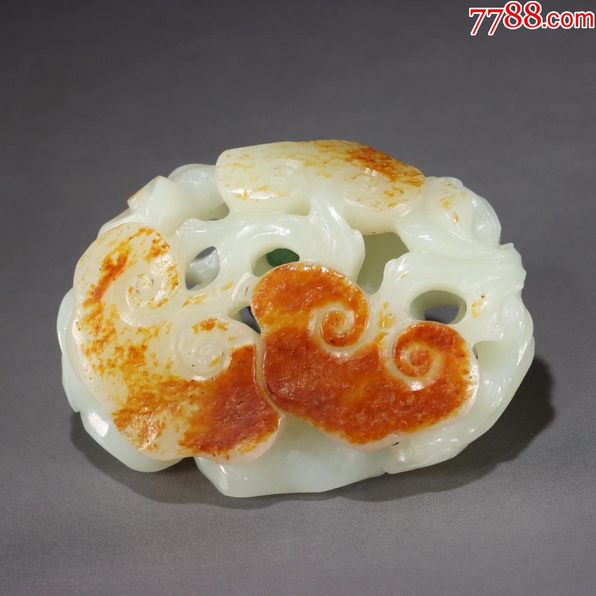 清代和田玉灵芝雕件