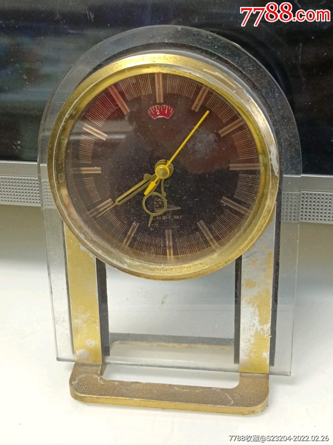 上海第七钟厂火车头牌闹钟走闹正常